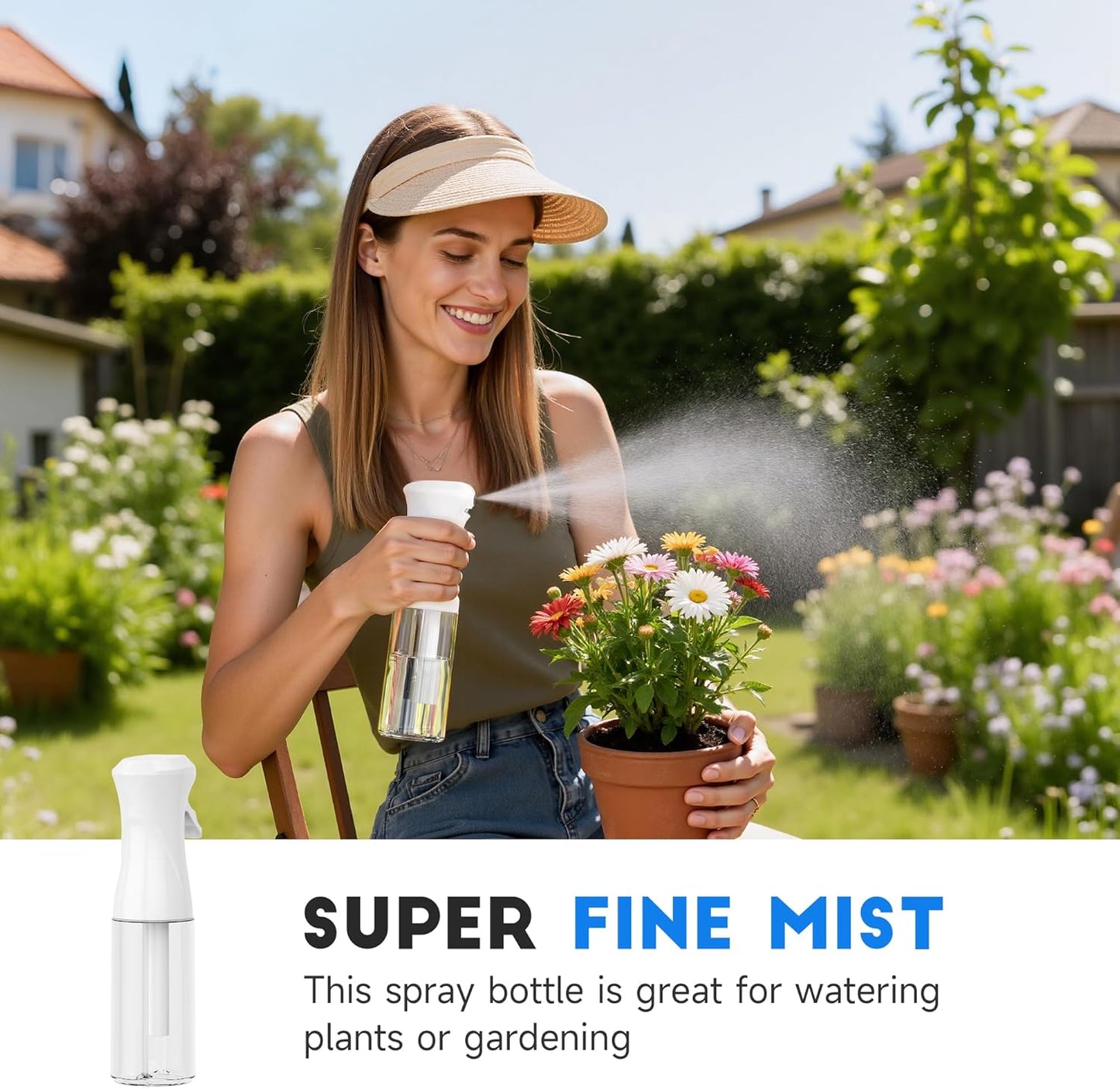 Spray Bottle for Hair, Continuous Ultra Fine Mister Spray Bottle, Refillable Water Sprayer for Hairstyling, Plants, Pets, Cleaning, Skincare (3 Pack 6.8OZ/200ML,White+Black+Terracotta)