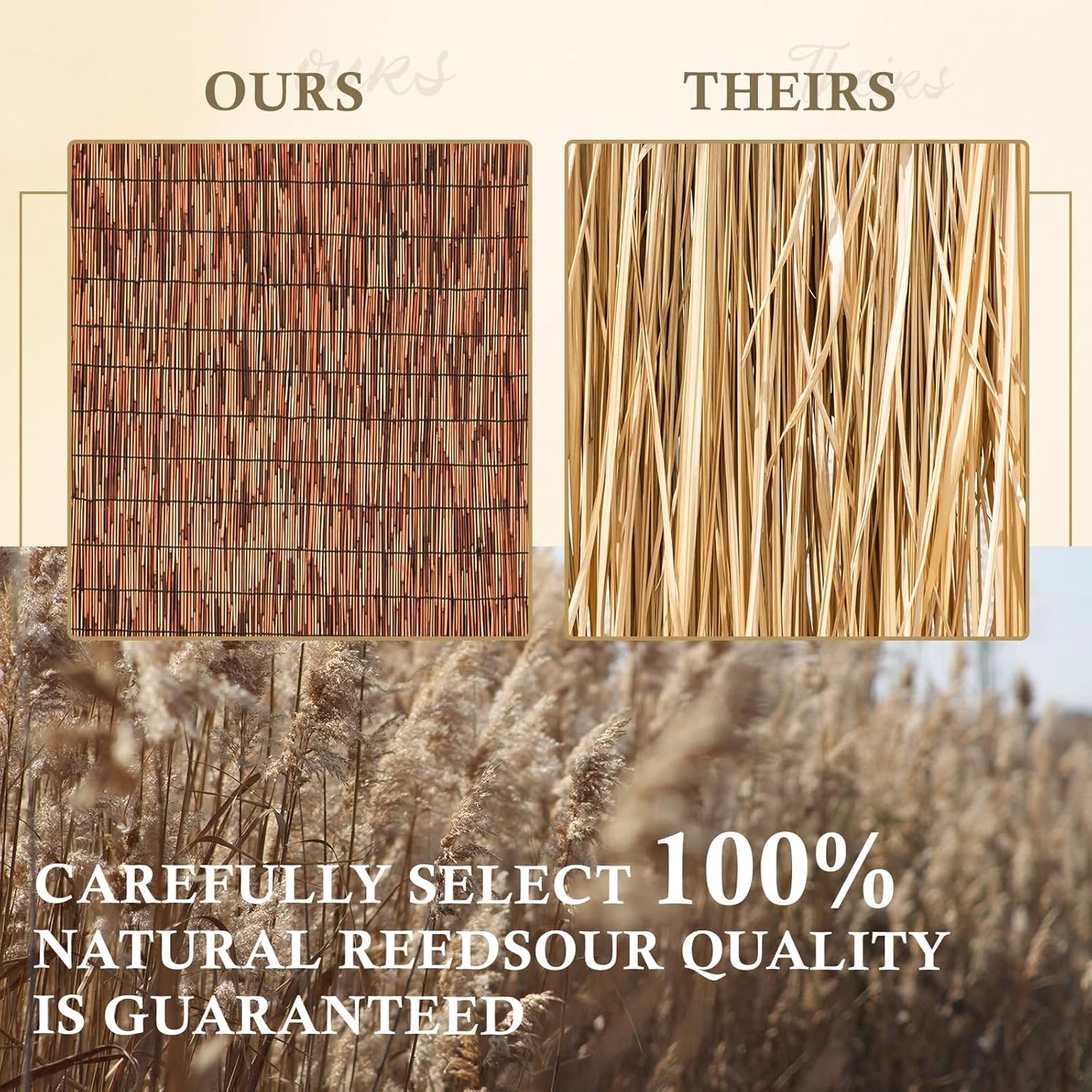 Brown 2 Pack 3.3FT X 16.4FT Reed Fencing Roll, Balcony Privacy Shade Reed Bamboo Fencing Garden Fence Border, Wind Block Sunshade Fence Screen for Outdoor Yard Patio Flower Bed Edge