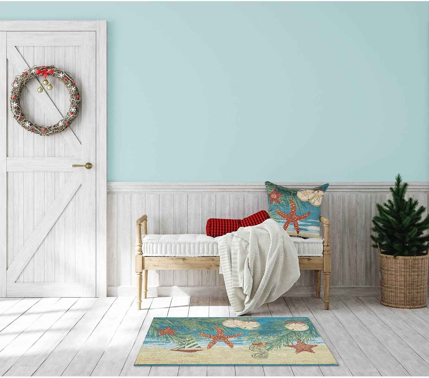 Liora Manne Marina Indoor/Outdoor 18" x 18" Pillow, 18 x 18-Inch, Coastal Ornaments Ocean