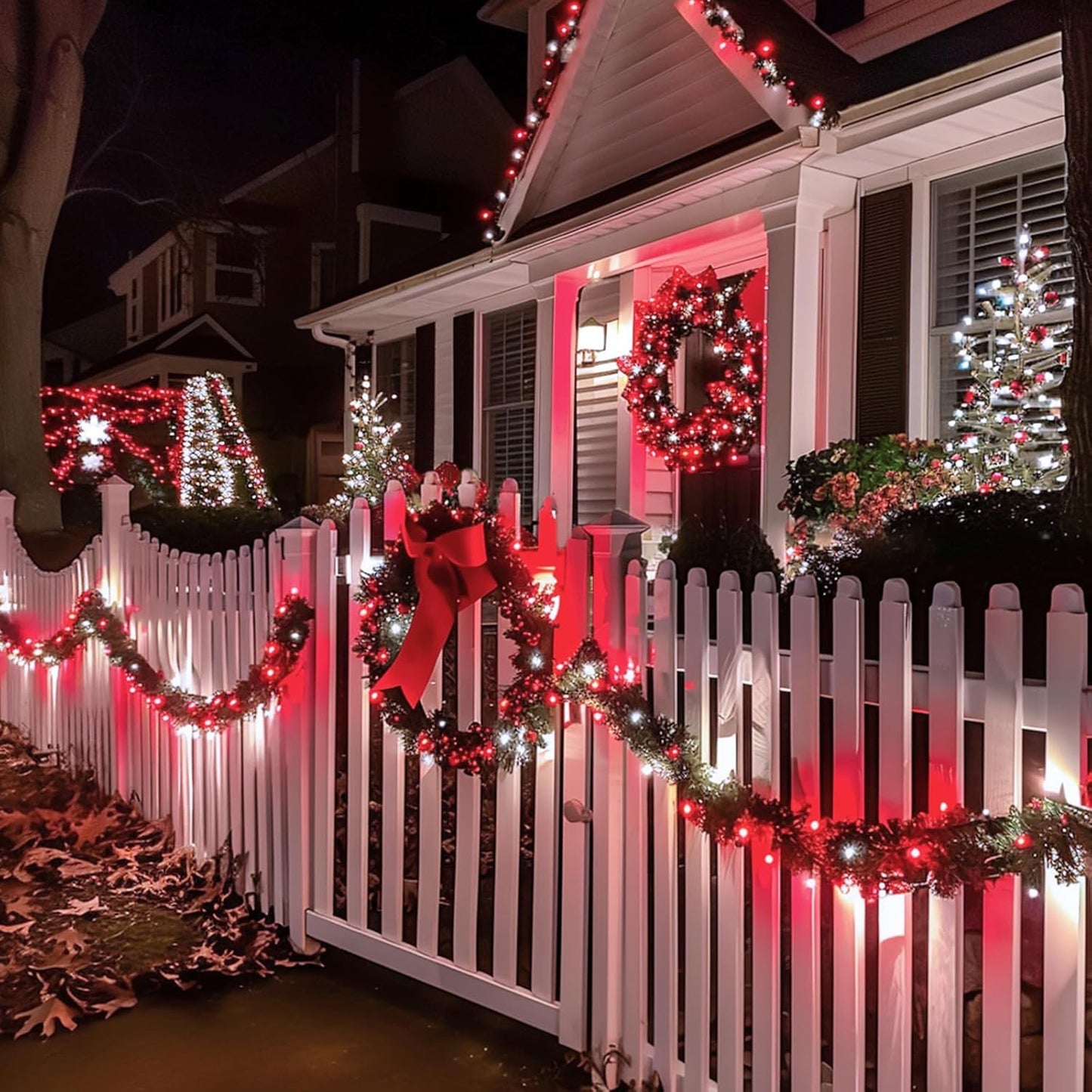 JMEXSUSS 2 Pack Red and White Solar Christmas Lights, Total 400 LED 151FT Solar String Lights Outdoor Waterproof, 8 Modes Solar Lights for Outside Tree Patio Christmas Decorations