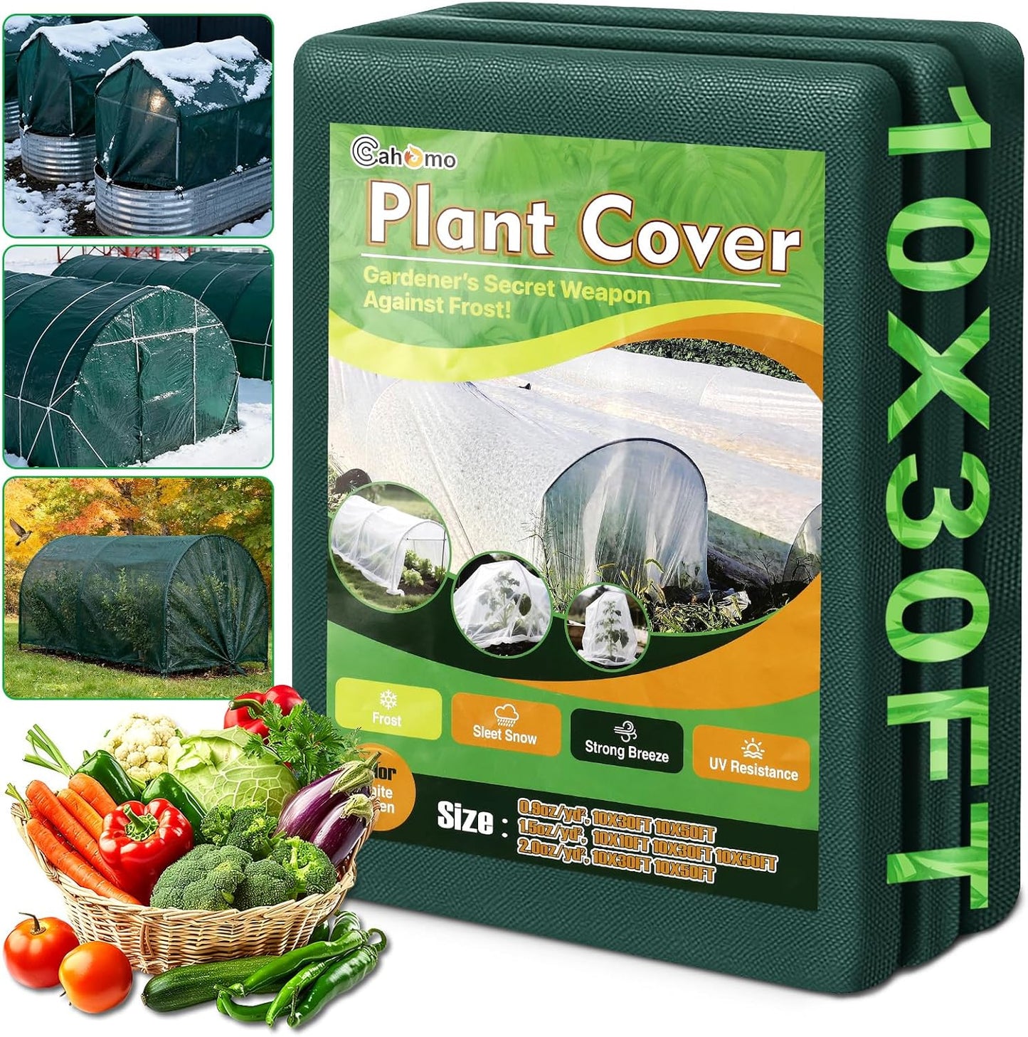Green Plant Covers Freeze Protection, 10 x 30 ft - 1.5 oz/yd² Frost Cloths for Outdoor Plants, Tree Covers Freeze Protection, Winter Garden Blanket, Sun Cover for Plants for Greenhouse, Vegetables