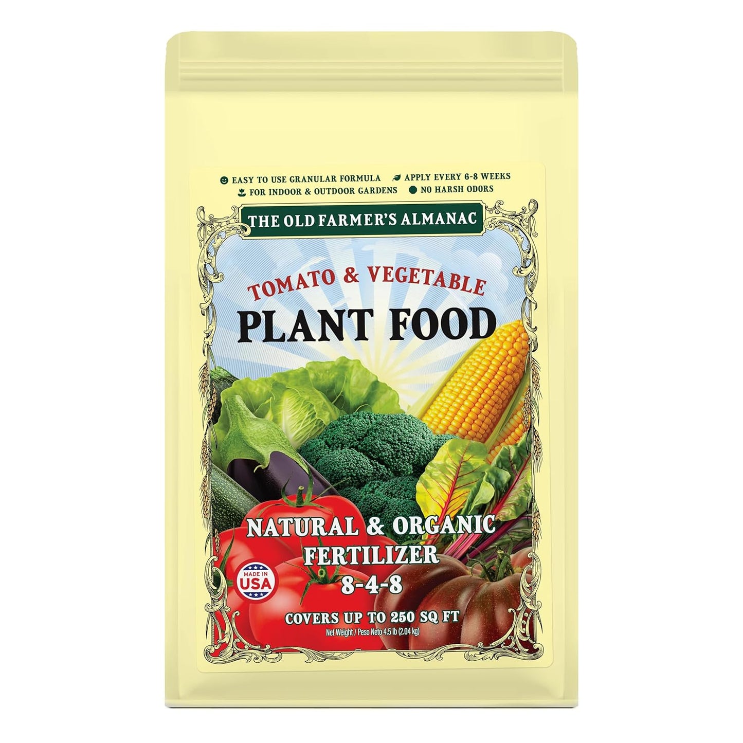 The Old Farmer's Almanac Organic Tomato & Vegetable Plant Food Fertilizer (4.5 Lbs - Covers 500 Square Feet), OFA-TV848