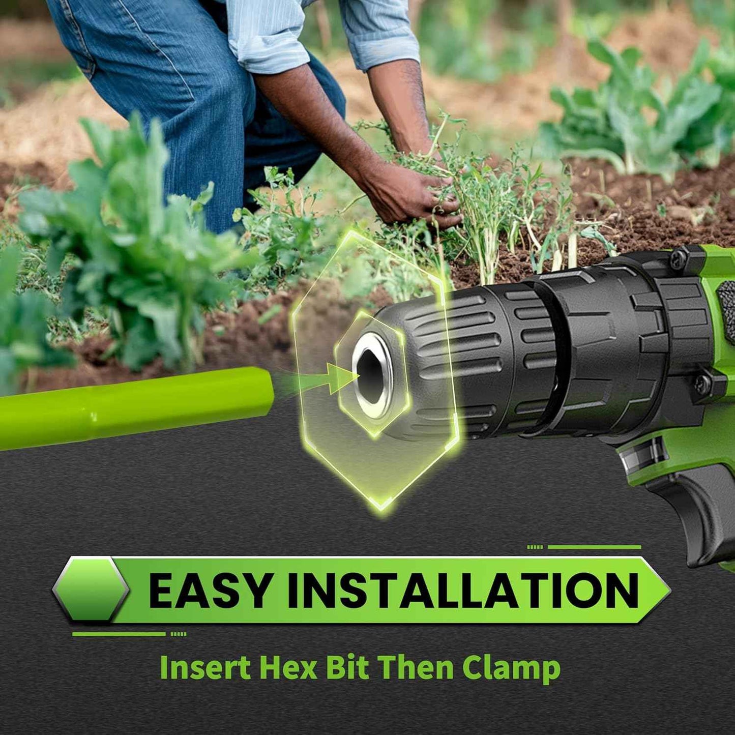 Auger Drill Bit for Planting - 2" X 32" Heavy-Duty Garden Auger Spiral Drill Bit - Bulb Planter Tool - 3/8" Hex Drive Drill