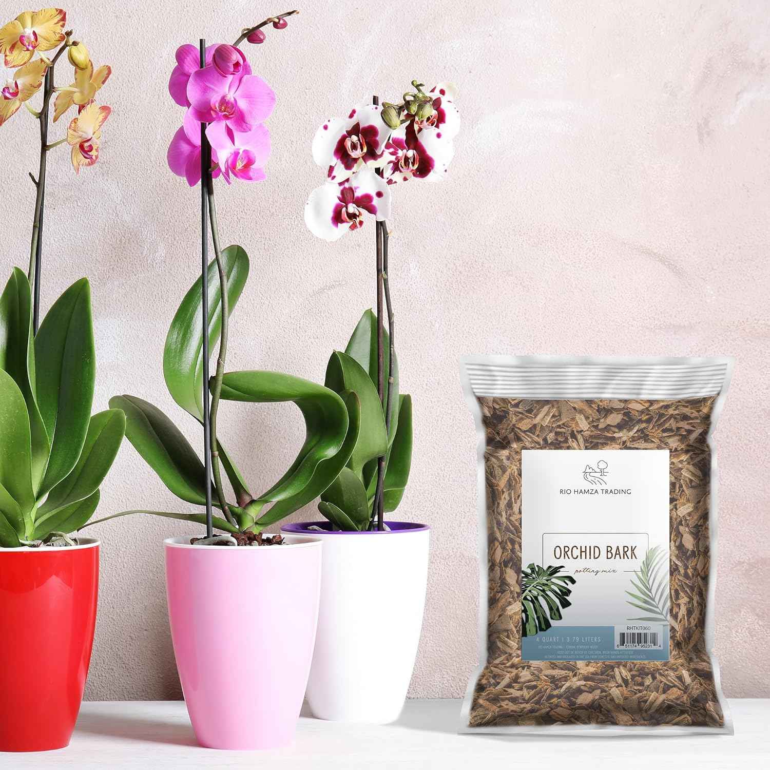100% Organic Material All Natural Orchid Bark (4 Quarts), USA Sourced and Produced Orchid Bark Potting Mix, Orchid Potting Bark Bulk