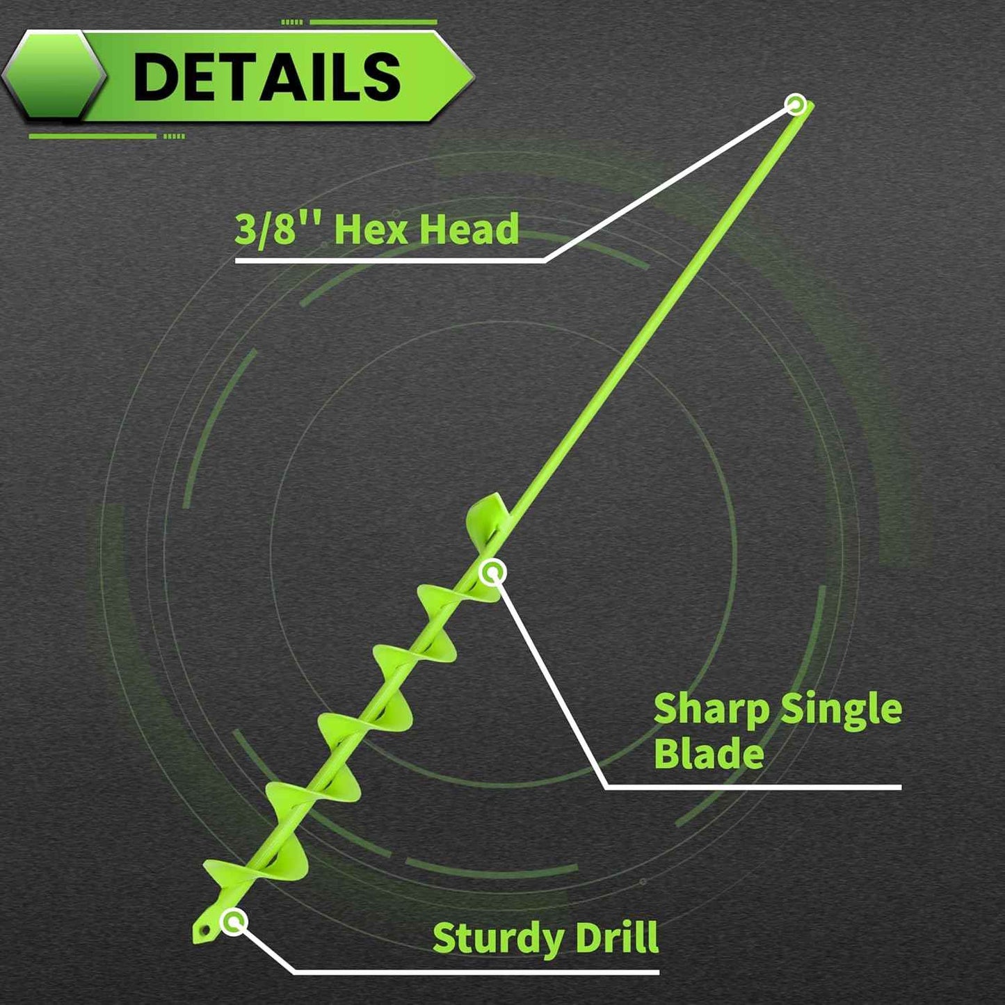 Auger Drill Bit for Planting - 2" X 32" Heavy-Duty Garden Auger Spiral Drill Bit - Bulb Planter Tool - 3/8" Hex Drive Drill