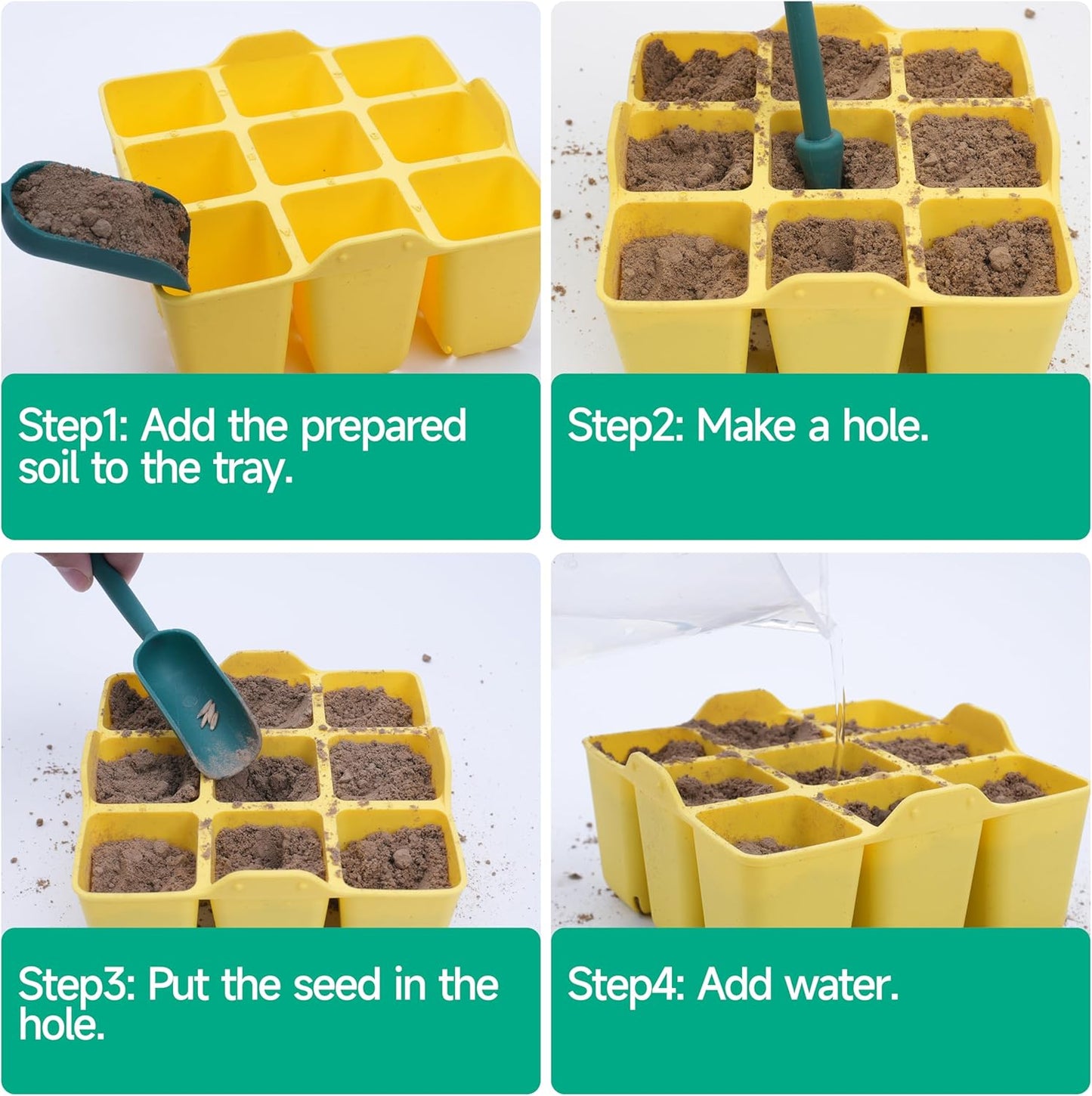 Silicone Seed Starter Tray - 16-Pack Seedling Starter Trays with Flexible Pop-Out Cells for Seed Starting, Indoor Gardening Reusable Plant Germination Trays, BPA-Free & Dishwasher Safe