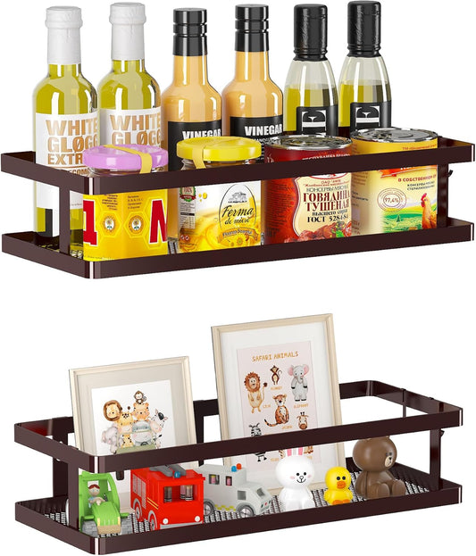 PUSDON Metal Wall Hanging Basket 2 Packs DIY Suitable for Multiple Scenes - Middle Bronze Guardrail