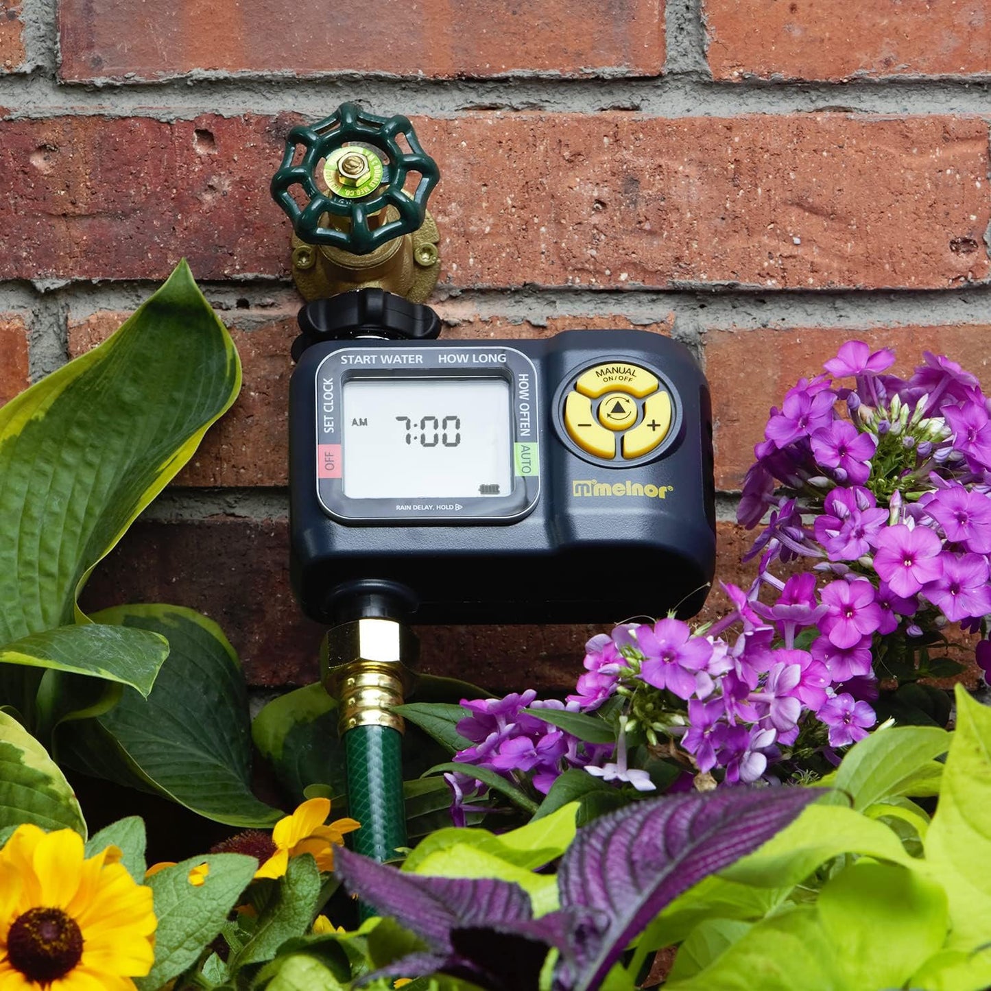 Melnor 65138AMZ AquaTimer Digital Hose Timer, 1-Zone Timer, QuickConnect Bundle, Black, Yellow