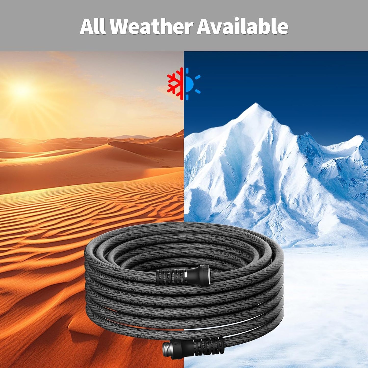 Garden Hose 5ft x 5/8",Flexible Water Hose,Lightweight Braided Hose with Swivel Handle,Leak-Free Connections, Male to Female Fittings, Kink Resistant Durable Hybrid Hose,Grey
