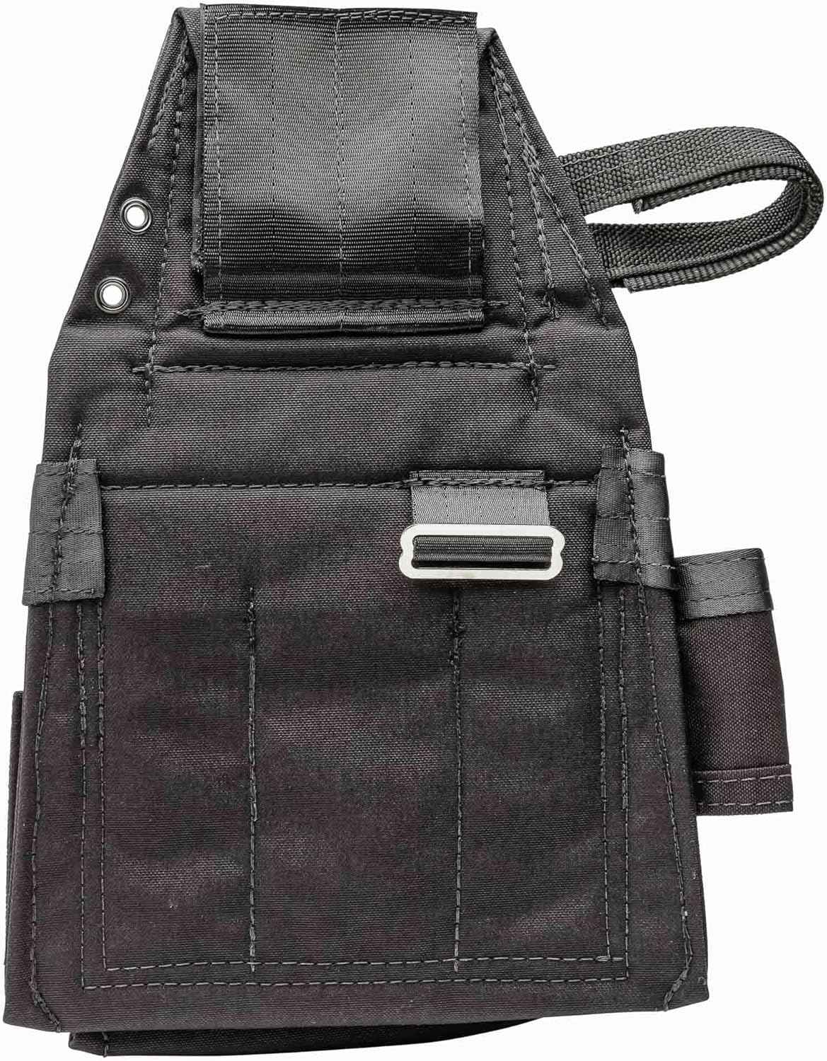 The Diamondback Miter Tool Pouch - Clip-On Tool Belt Pouch with 3 Pockets, 7 Slots, & 3 Loops- Lightweight Belt - Durable Tool Pouch with Belt Clip 15.25"x10.25", 1 lb (Black)