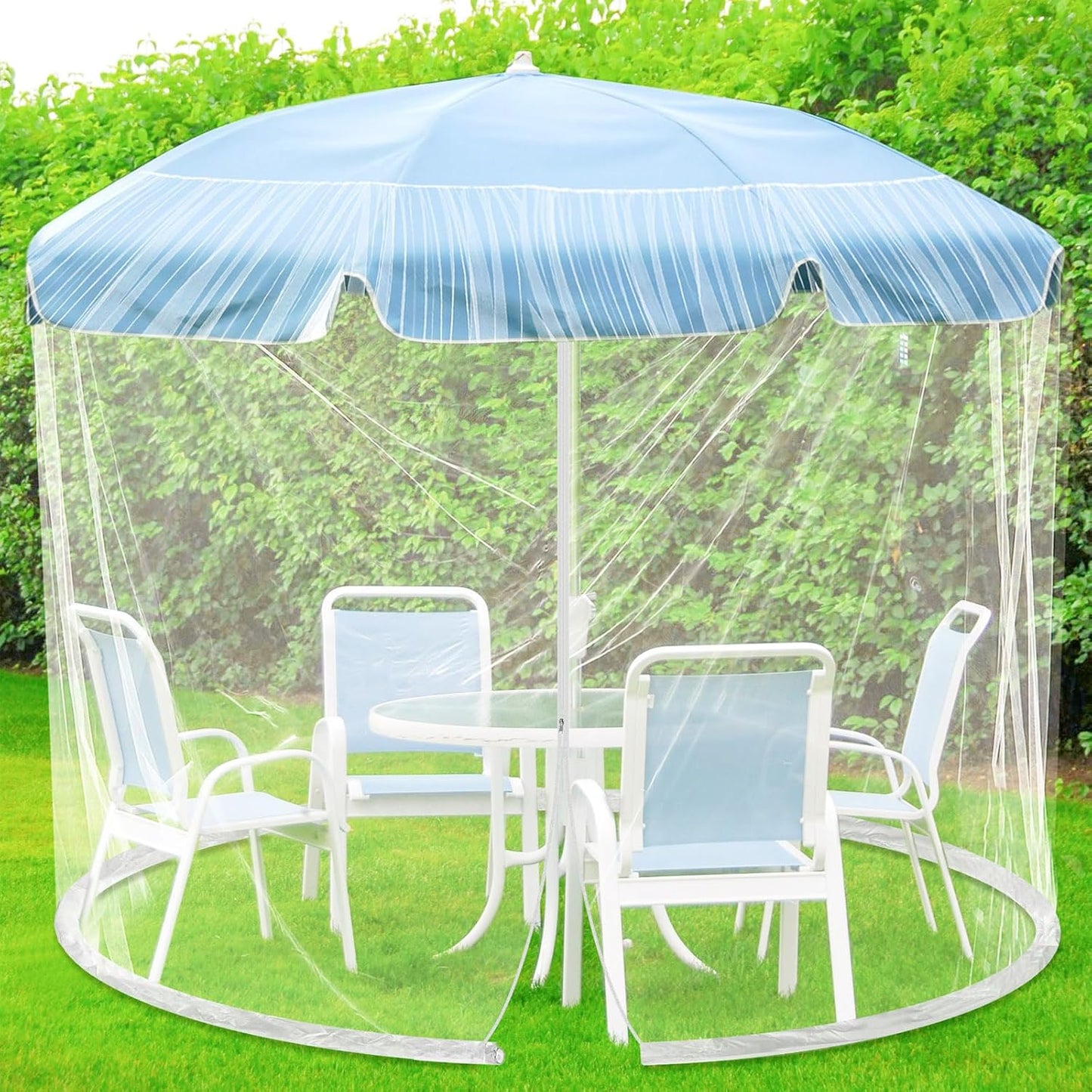 Windyun 2 Pcs 7 to 10 ft Patio Umbrella Mosquito Netting with Double Zipper Door, Screen Universal Hanging Mosquito Net for Patio Polyester Mesh Umbrella Screen for Outdoor and Patio Tables(White)
