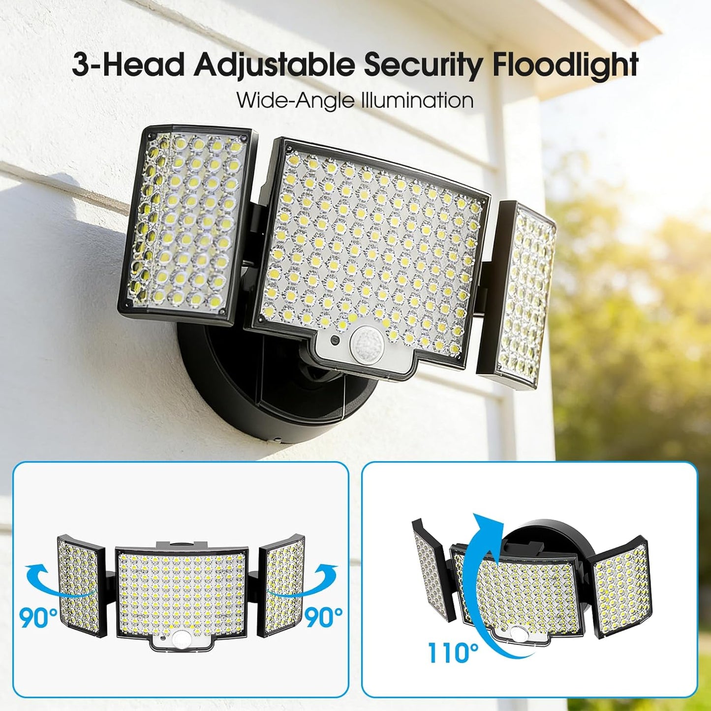 Motion Sensor Outdoor Light Hardwired, 45W 7500LM Security Flood Lights Motion Detector Dusk to Dawn Light, IP65 Waterproof, 220 LEDs Floodlight with Remote Control for Garage, Yard, Porch