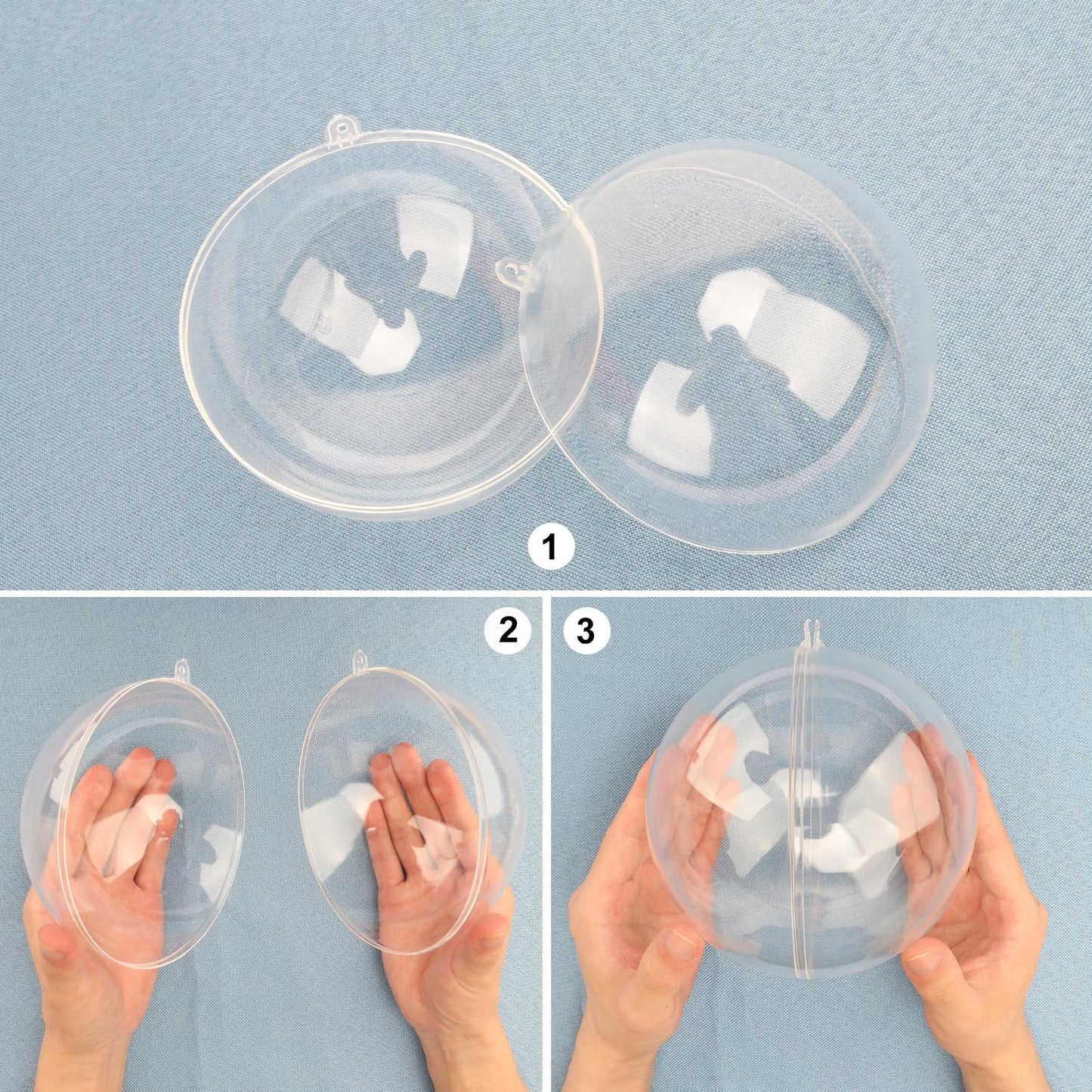 20 Pcs 4.72 Inch Clear Acrylic Fillable Balls, Christmas DIY Fillable Ornaments Balls, Acrylic Ornaments Ball for Christmas, Holidays, Weddings, Parties, and Home Decor