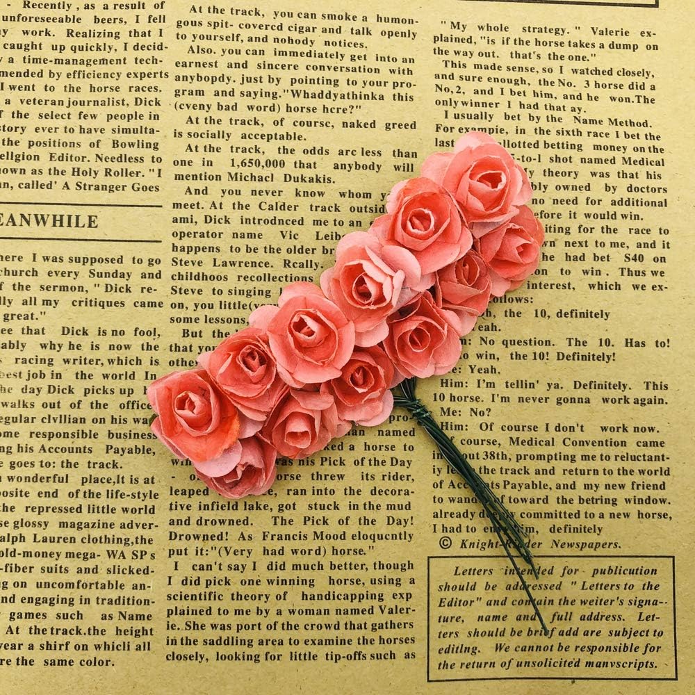 Mini Fake Rose Flower Heads 144pcs Mini Artificial Mulberry Paper Roses Flower with Wire Stem DIY Wedding Flowers Accessories Make Bridal Hair Clips Headbands Dress (Blush Pink)