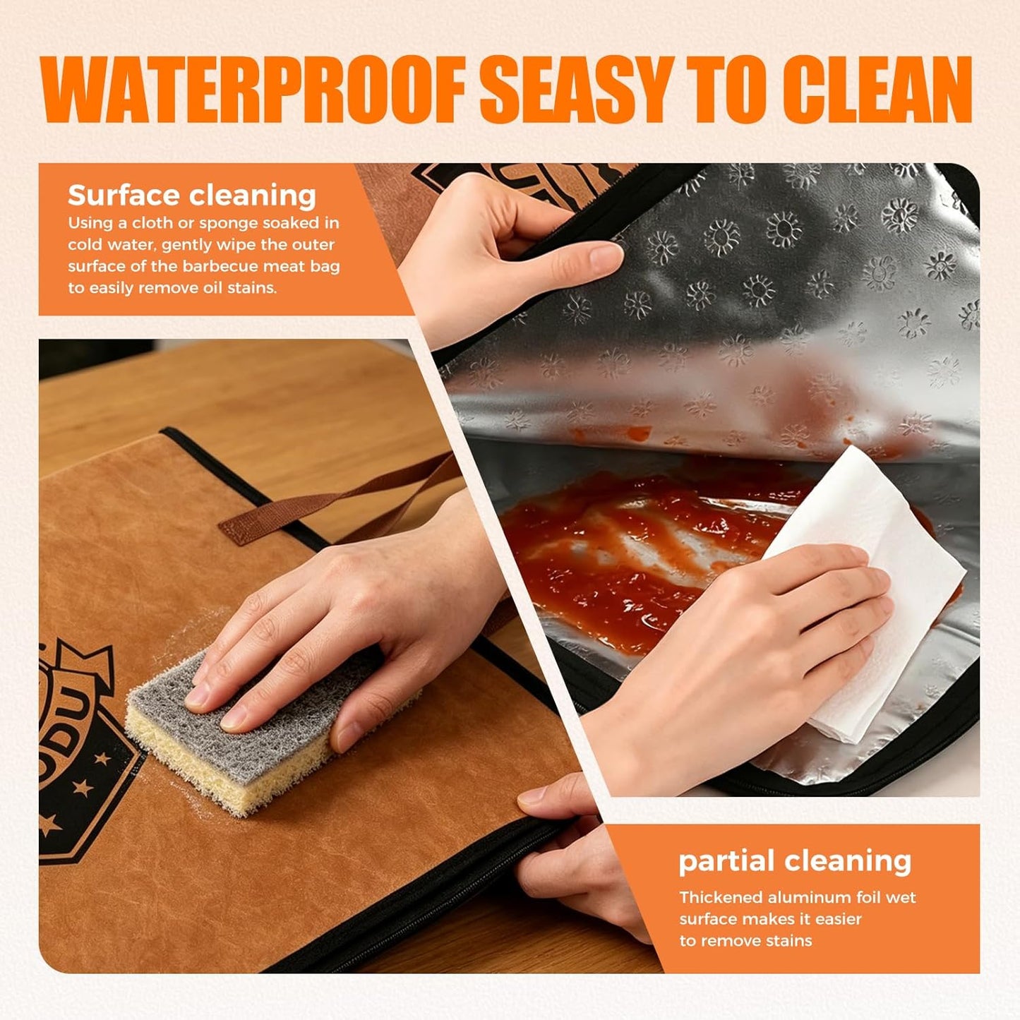21in Insulated BBQ Blanket for Resting Meat, Heavy-Duty Meat Resting Bag with Wide Mouth for Briskets, Pork, Turkey, Moisture Retention - Smoker Accessories, BBQ Gifts for Men