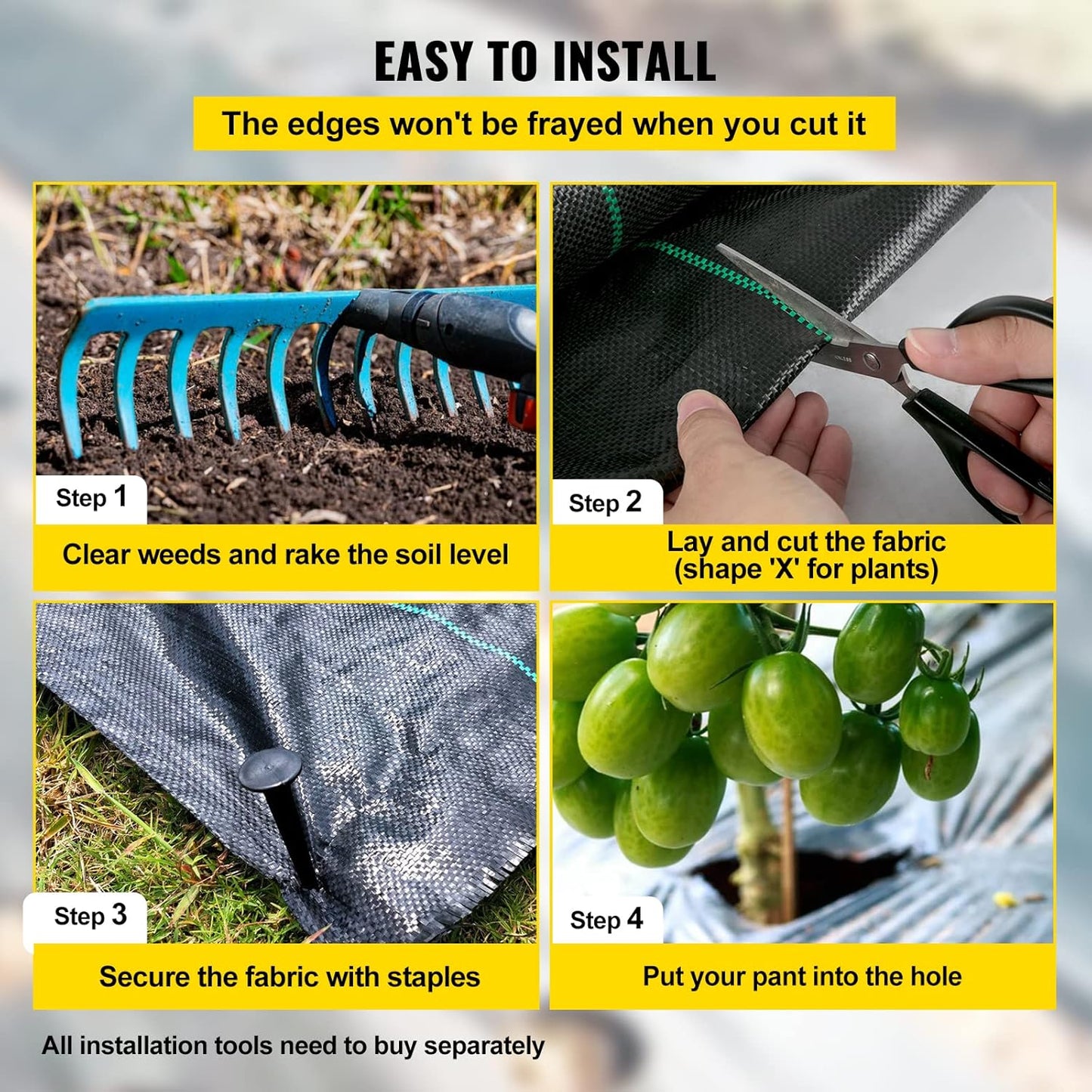 Happybuy 3FTx300FT Weed Barrier Landscape Fabric Heavy Duty 3.2OZ, Woven Weed Blocker Gardening Mat, Garden Weed Control Fabric, Geotextile Drainage Fabric, Driveway Fabric Landscaping Ground Cover