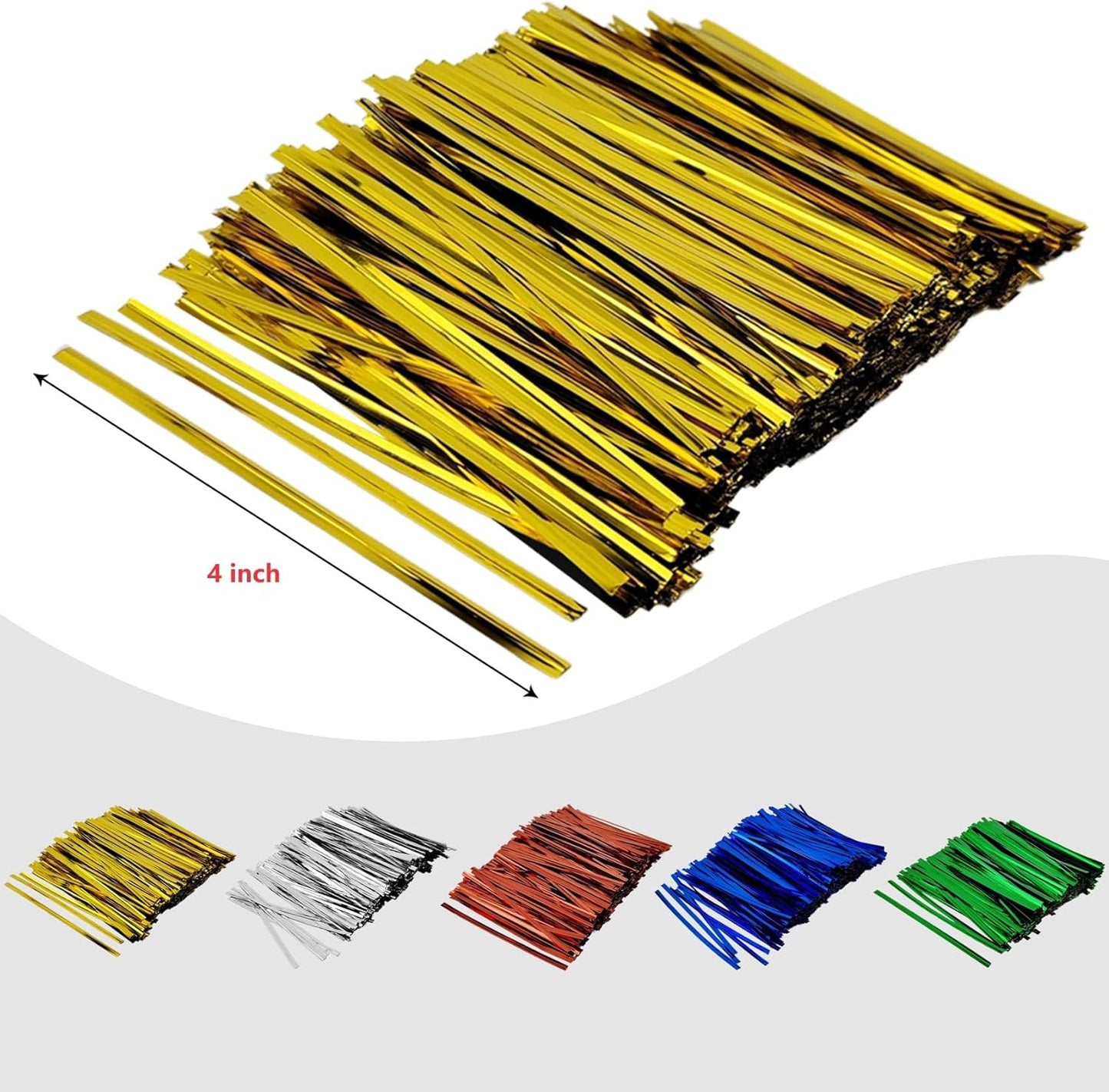 800 Pcs Metal Twist Ties 4 Inches Twist Straps for Bread Bags Candy Bags Snack Bags Halloween Party Cake Favor (Red)