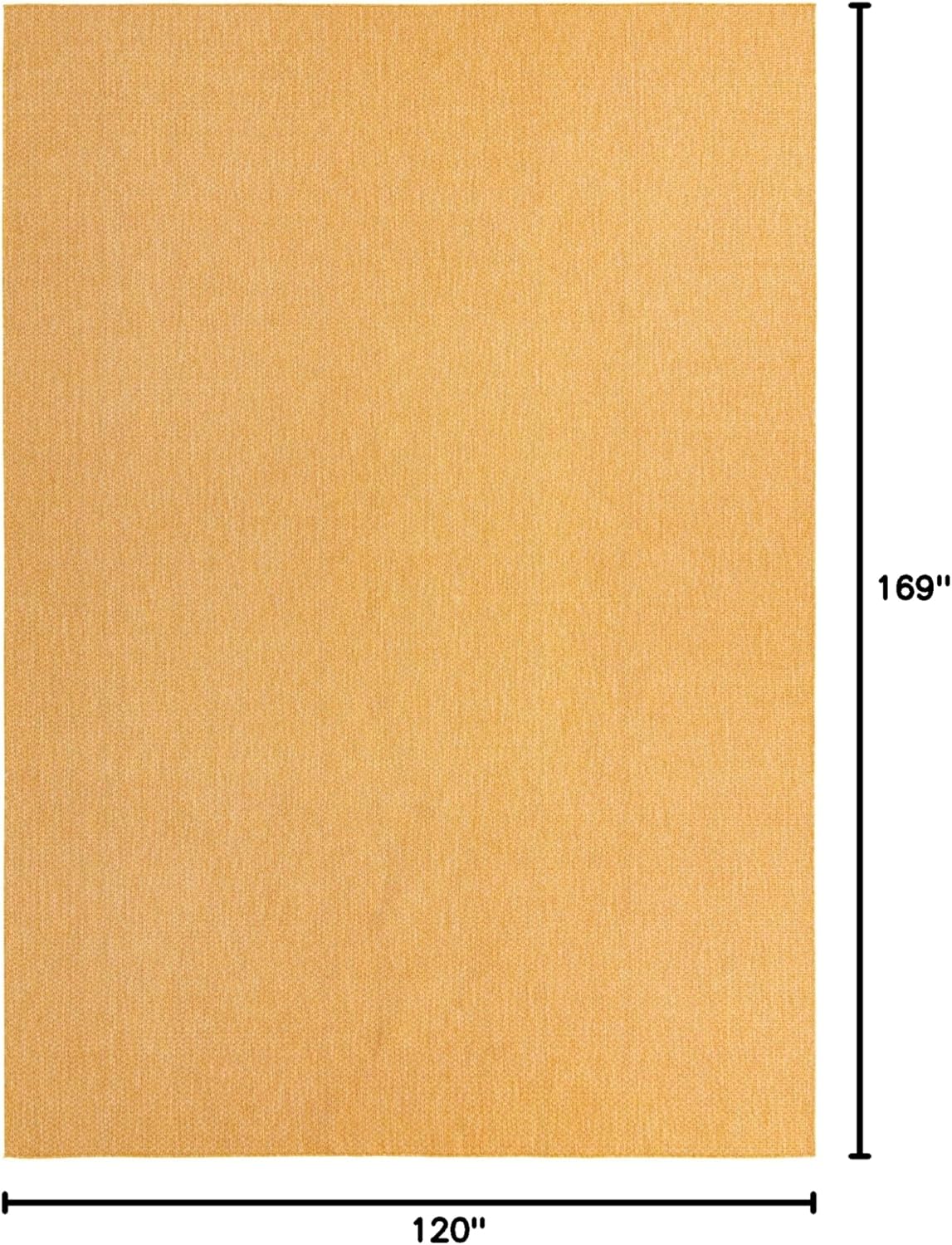 Unique Loom Collection Casual Transitional Solid Heathered Indoor/Outdoor Flatweave Area Rug (10' x 14' 1" Rectangle, Corn Harvest Yellow)