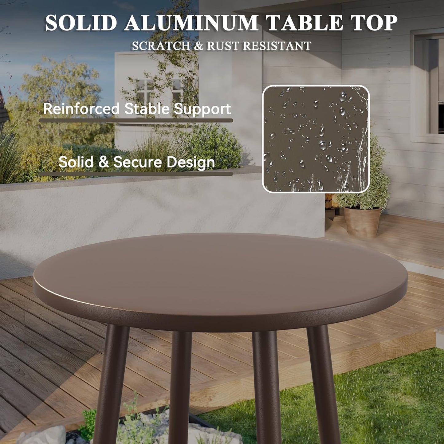3-Piece Aluminum Outdoor Conversation Set, Modern Deep Seating Chairs with Thick Cushions & Coffee Table, Weather-Resistant for Garden, Porch, Deck, Balcony