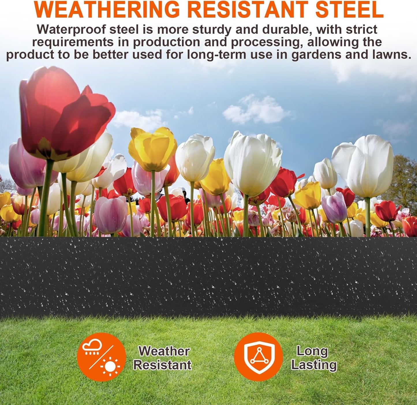 5 Pack Steel Landscape Edging,Metal Landscape Edging 40 Inch Strips, Metal Garden Edging 6 inch Depth, Steel Edging for Landscaping