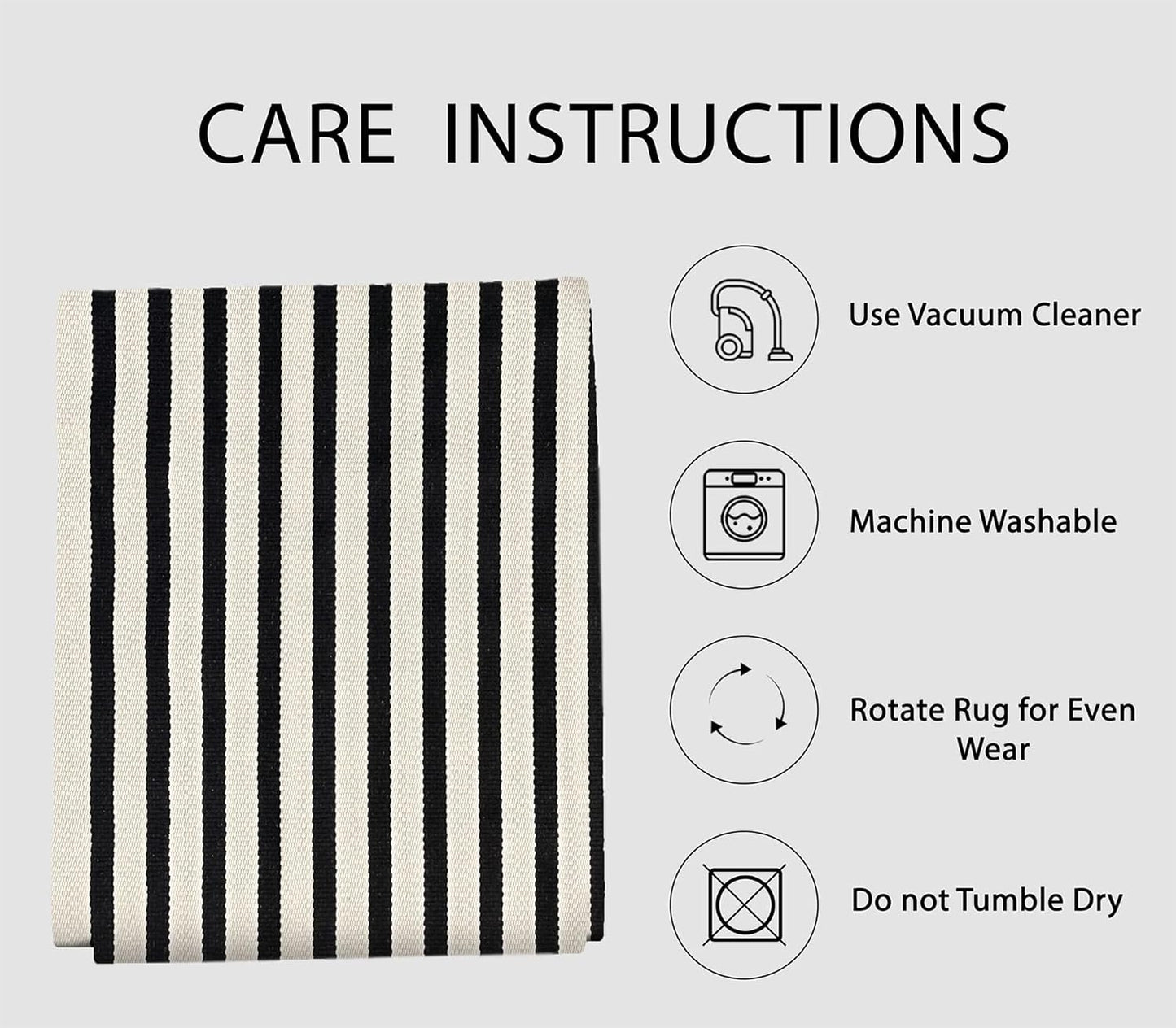 IOHOUZE Black Beige Striped Rug -2.3'x3.6' Front Door Rugs Outdoor, Small Washable Area Rug for Front Porch, Spring Summer Welcome Mats Outdoor Indoor, Doormat for Entryway Porch Entrance