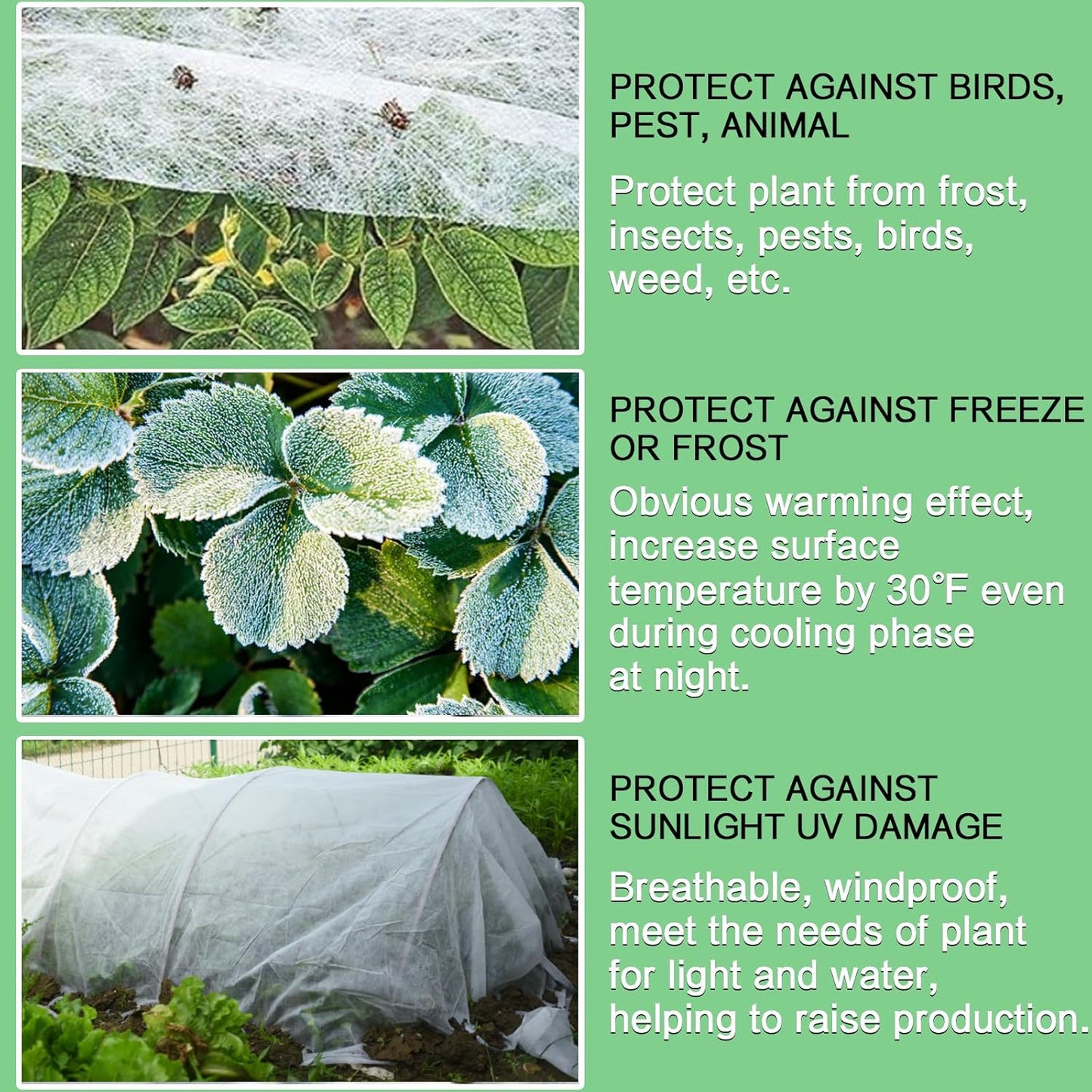 Plant Covers Freeze Protection, 10'x 50' Frost Cloth for Outdoor Plants, Winter Plant Cover for Frost Protection, Plant Blanket Floating Row Covers for Garden and Tree