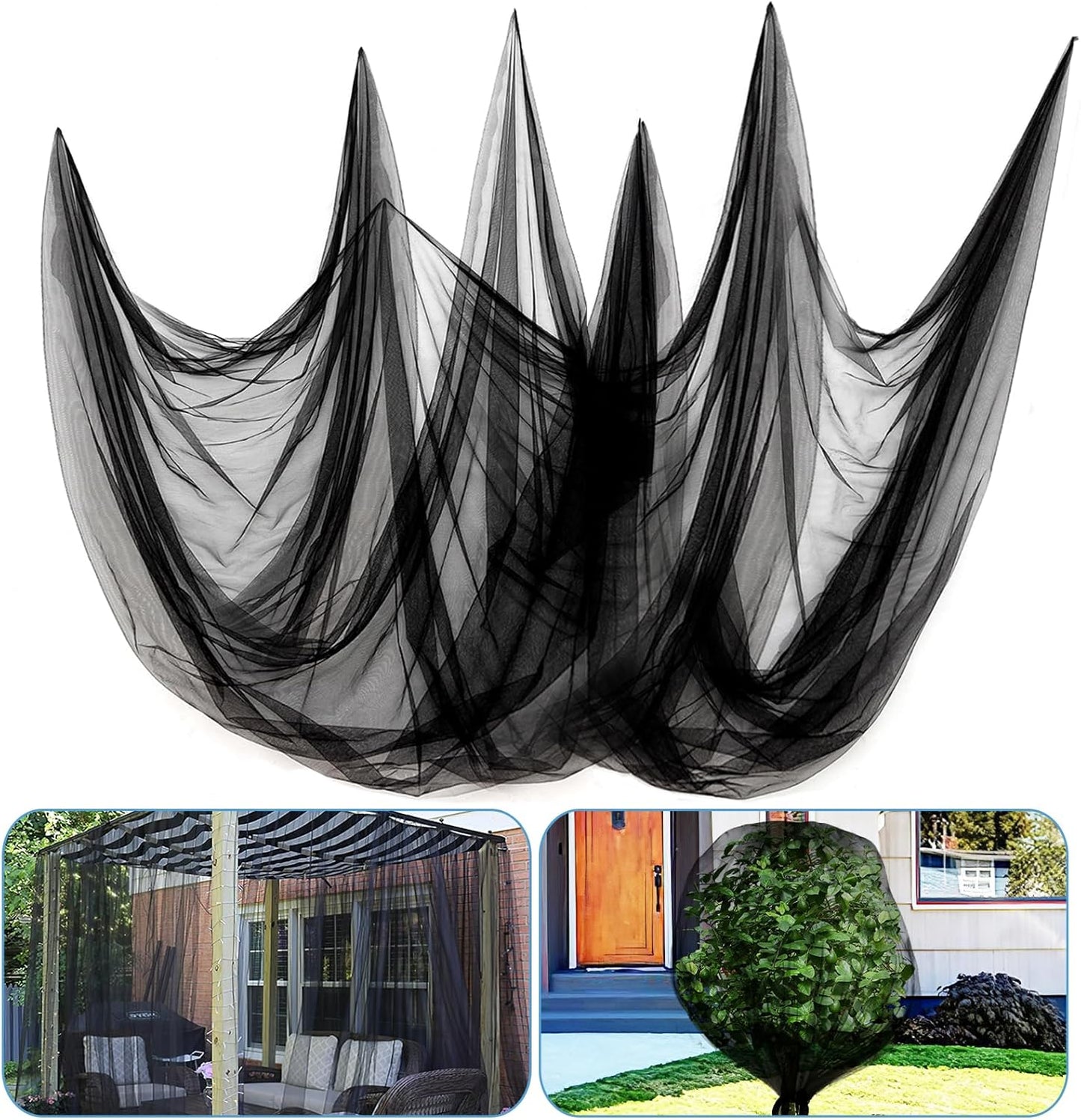 65x10ft Extra Large Mosquito Net, Mesh Netting for Garden Skin and Plants Protection, Patio Bird Bug Screen, Black