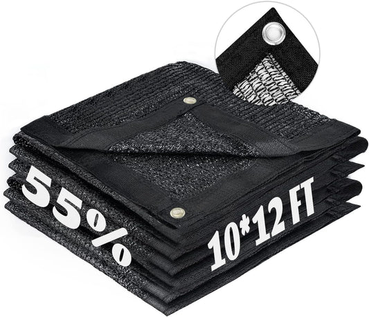 LOVE STORY 10x12FT 55% Black Shade Cloth Sun Shade Net with Grommets Sunblock Net Mesh Tarp for Garden,Plants Cover,Greenhouse and Patio