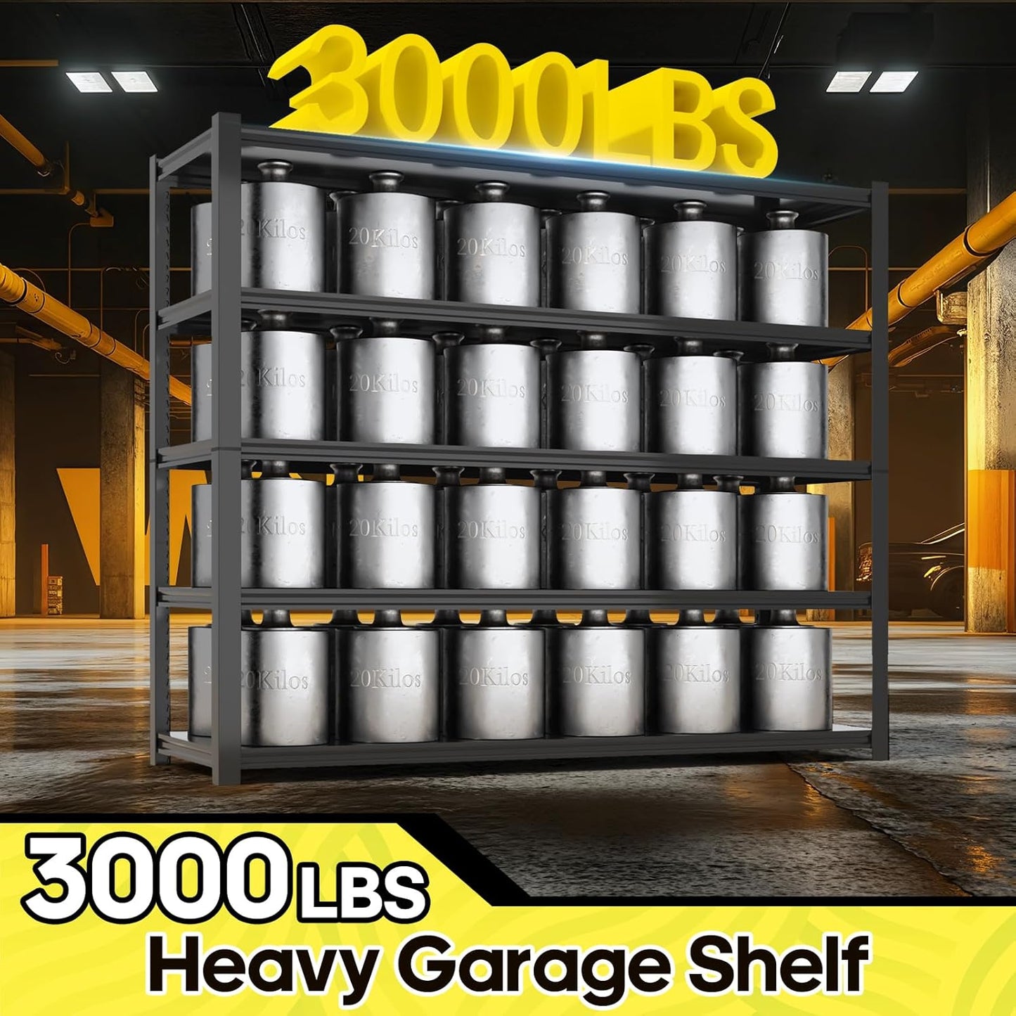 5 Tier Adjustable Metal Shelving Storage Rack,Storage Shelves,59.8" Wx24 Dx76.6 H Garage Shelving Heavy Duty,Industrial Shelving Unit for Basement,Warehouse,Garage Organization.2 Pack