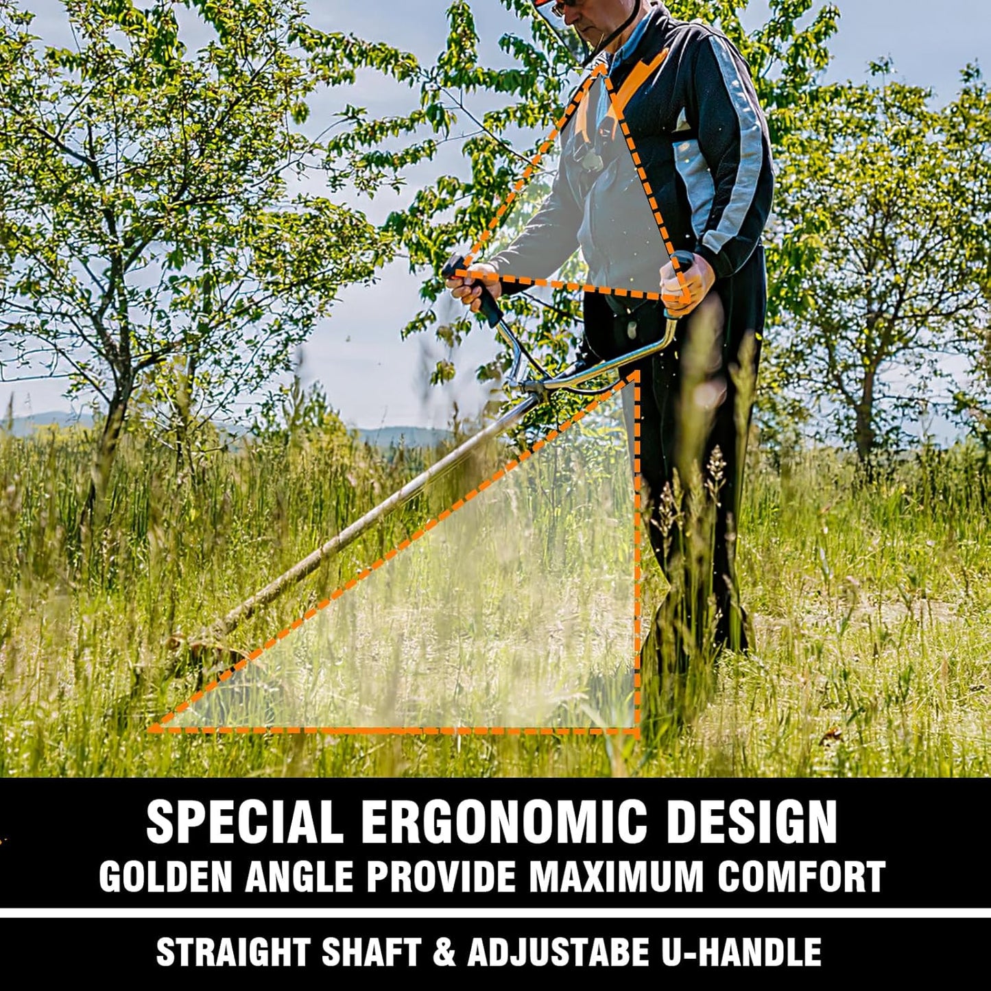 COOCHEER 58cc Gas Weed Eater, 4 in 1 String Trimmer 2-Cycle Gas Powered Brush Cutter Weed Wacker with 18.5’’ Cutting Path, Straight Shaft Weed Trimmer Grass Cutter for Yard, Lawn, Garden Care, Red