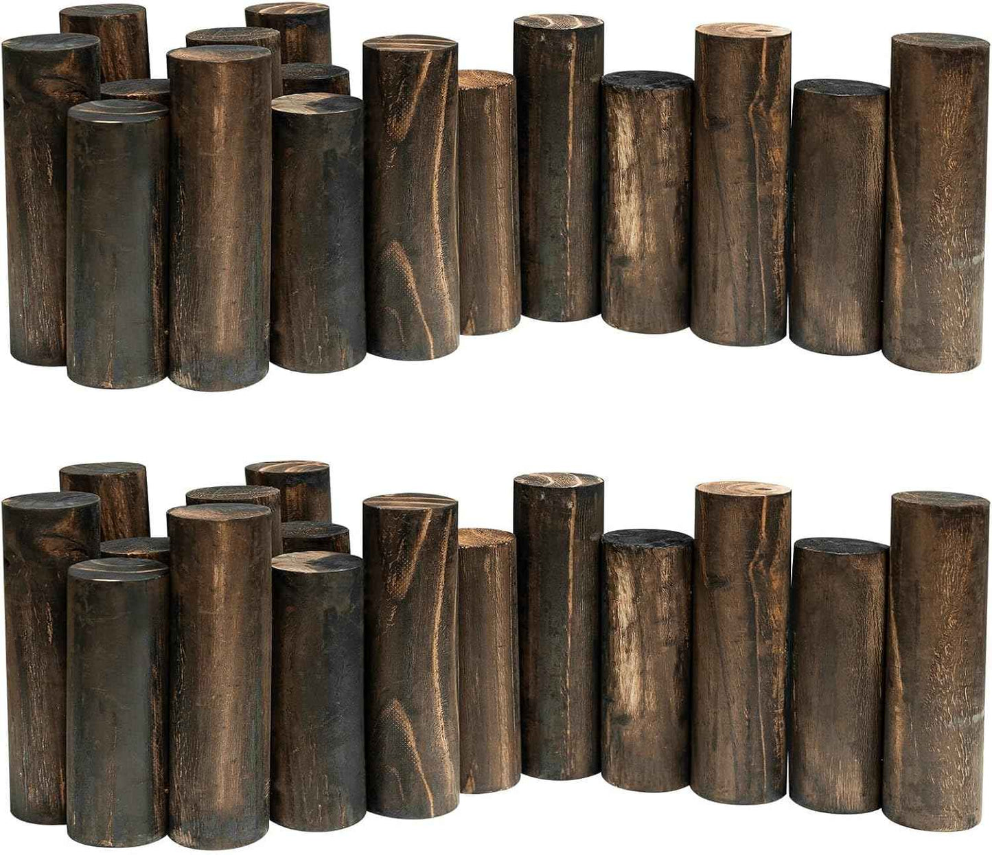 Wood Garden Edging, Natural Wooden Solid Log Fence Border Decorative for Flower Bed Barriers and Landscape Fencing, 6.9 in H x 3.0 ft L, 1.9 in Diameter (2PACK)