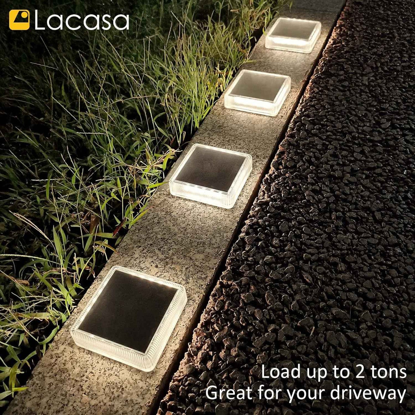 Lacasa Solar Deck Lights, 4 Pack 30LM LED Dock Lights Natural White 4000K, Outdoor Solar Powered Step Lights Light up All Night IP68 Waterproof Auto ON/Off for Garden Stairs Driveway Pathway Lighting