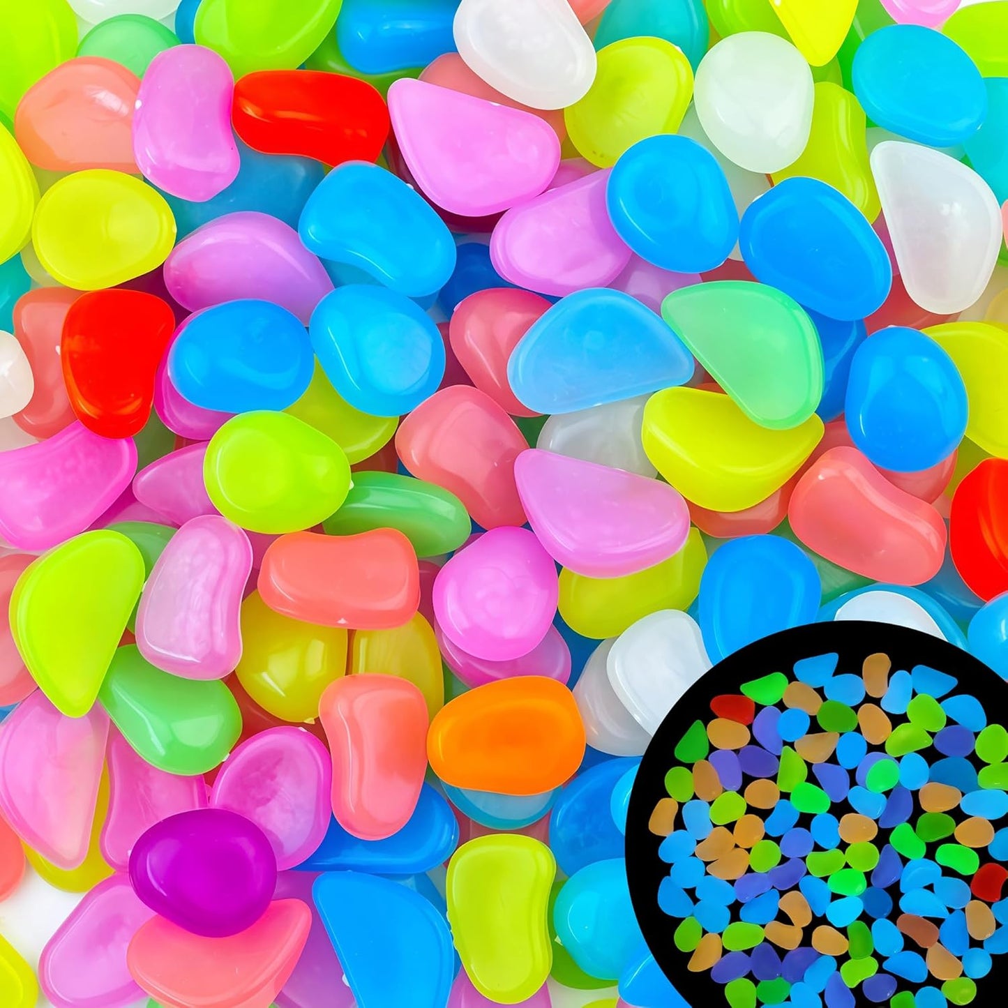 3.5LB 25-27mm Glowing Rocks Luminous Pebbles Glow in The Dark Rocks Luminous Stones for Driveway Walkway Potted Plants Fish Tank