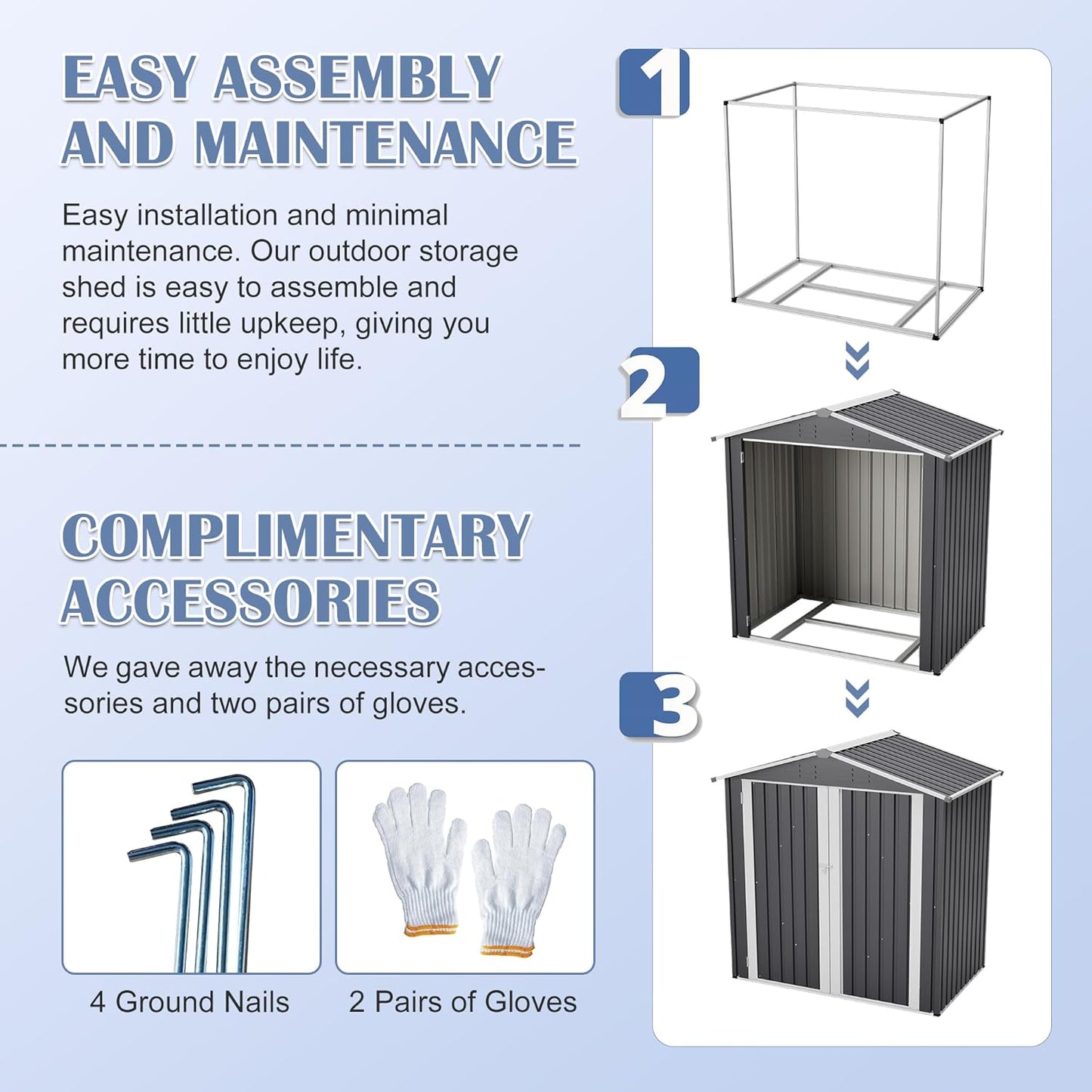 6'x4' Outdoor Storage Shed, 6x4 FT Galvanized Metal Garden Shed with Lockable Double Door & Floor Base, All-Weather Utility Tool Shed with 4 Vents for Backyard, Patio, Lawn, Gray