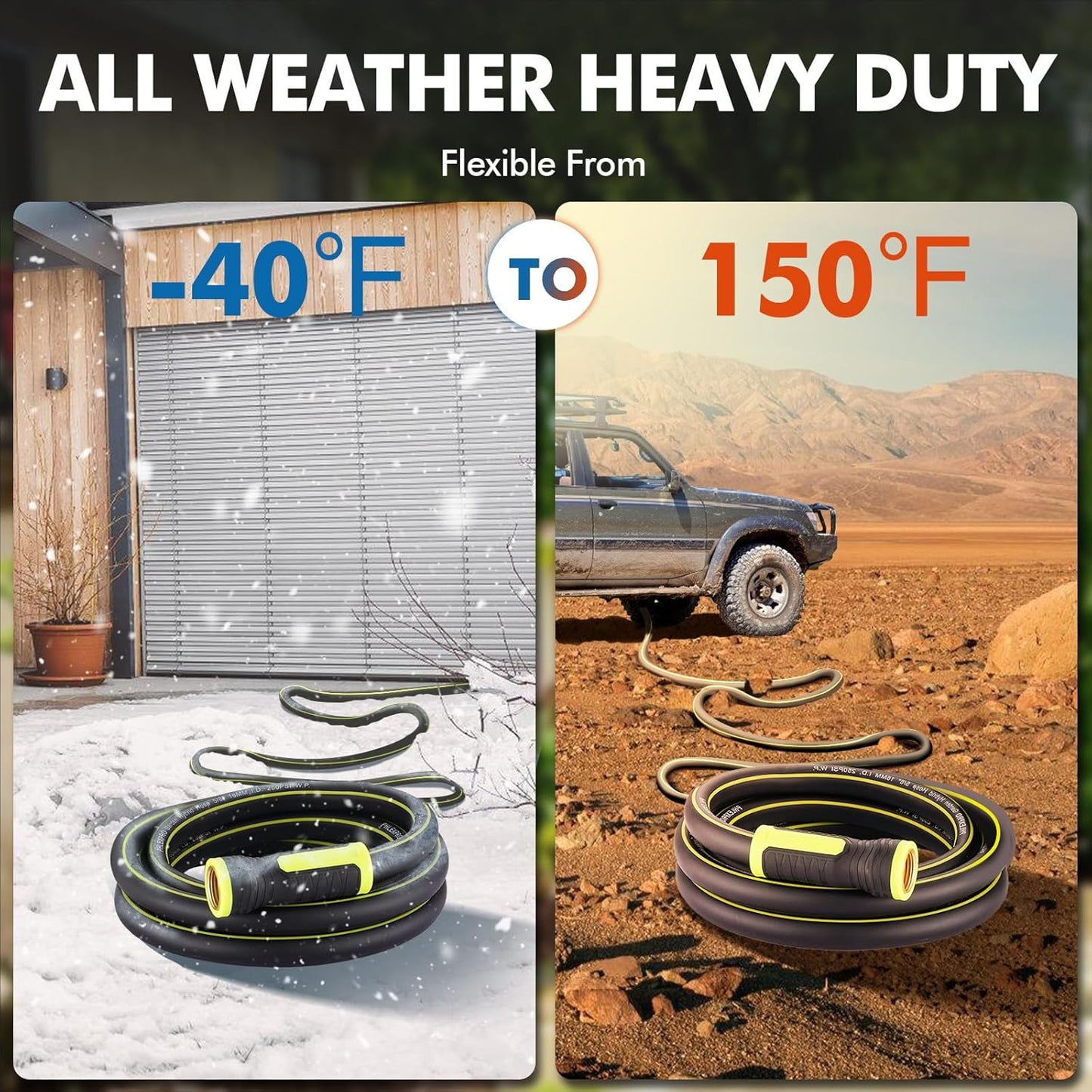 Garden Hose 200FT - PHLEX PRO Heavy-Duty Premium 5/8'' Rubber 3-Layer Water Hose with Full Brass Male to Female Fittings - Innovation Flexible Hybrid Lightweight Water Hose for RV Garden