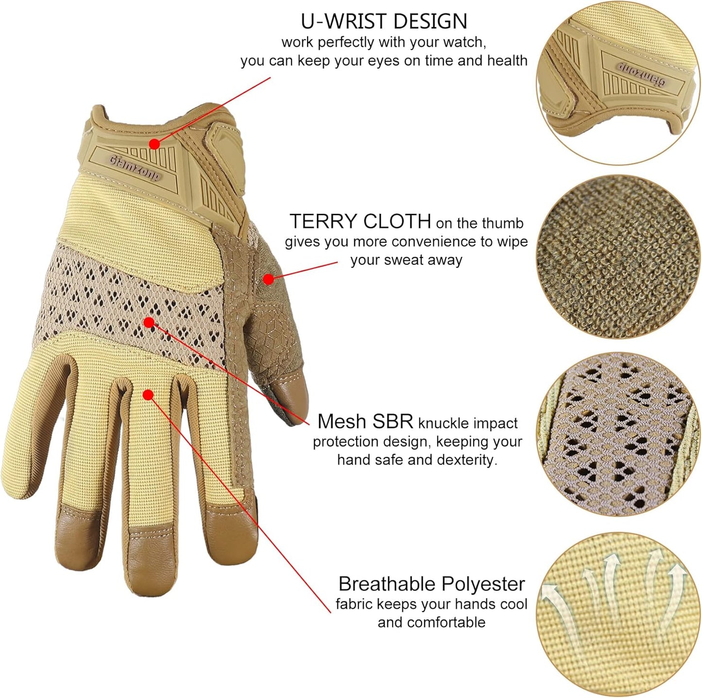 Work Gloves Men, Utility Mechanic Gloves, Touchscreen Flexible Working Gloves for Gardening Hunting
