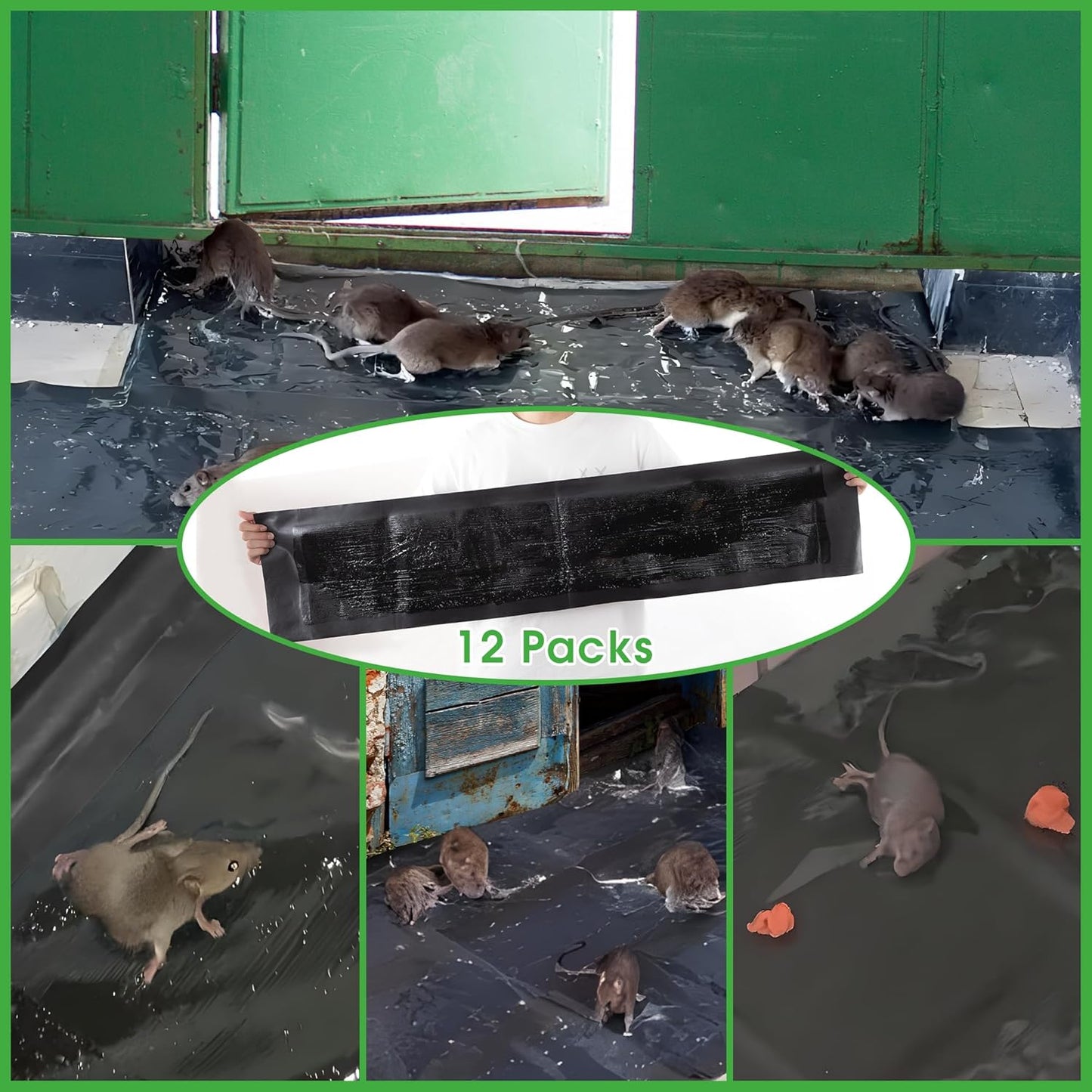 12 Pack 47 x 11 Mouse Glue Traps, Large Super Sticky Rat Glue Traps, Anti Slip and Pet Friendly, Peanut Scented Mice Sticky Board That Work for Home Indoor Outdoor Restaurant Kitchen Office