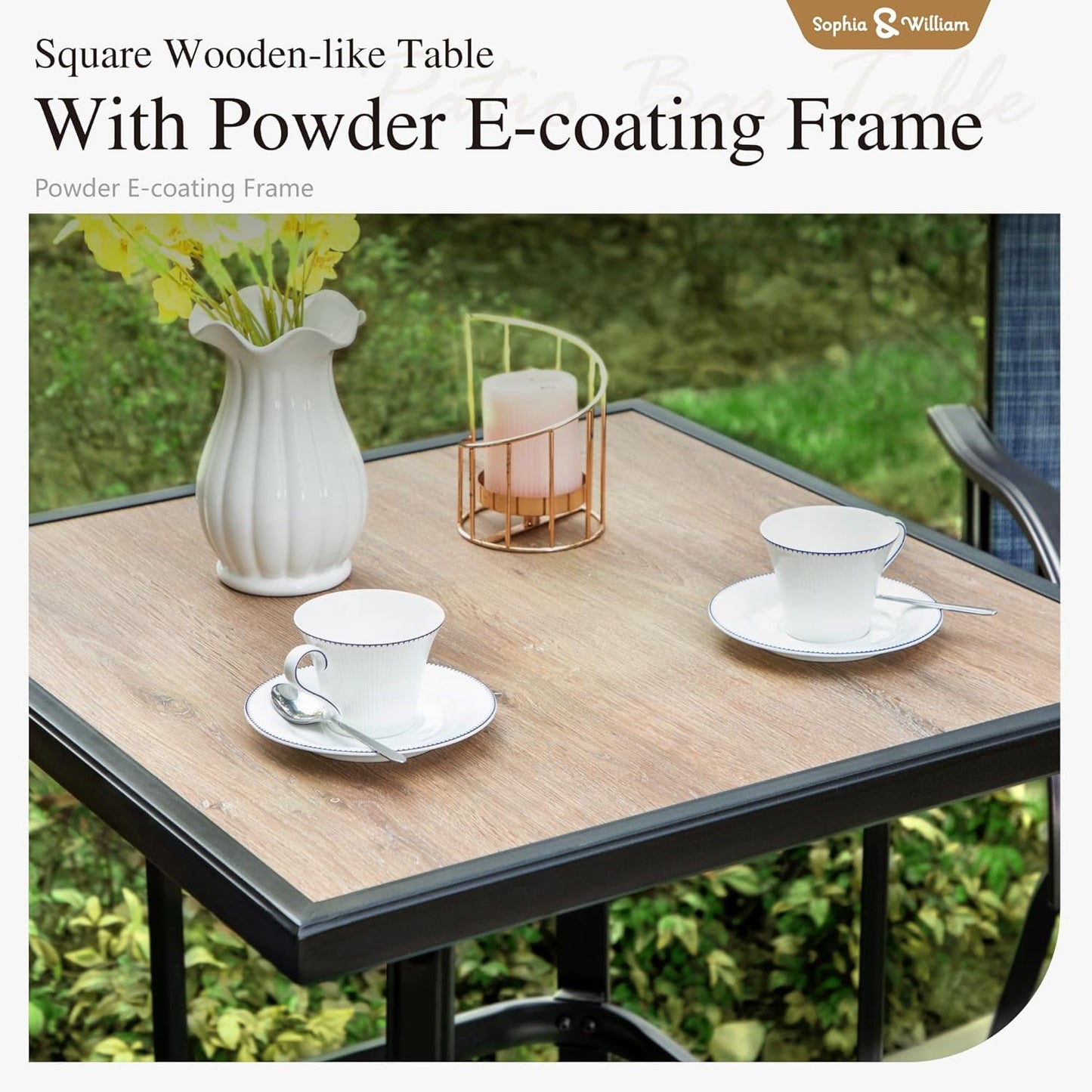 Sophia & William Modern Brown Patio Bar Set for 4: Swivel Bar Stools, High Back, Patio Bar Table & Chairs (5 Pieces), Quick Dry Textilene, Supports 300lbs