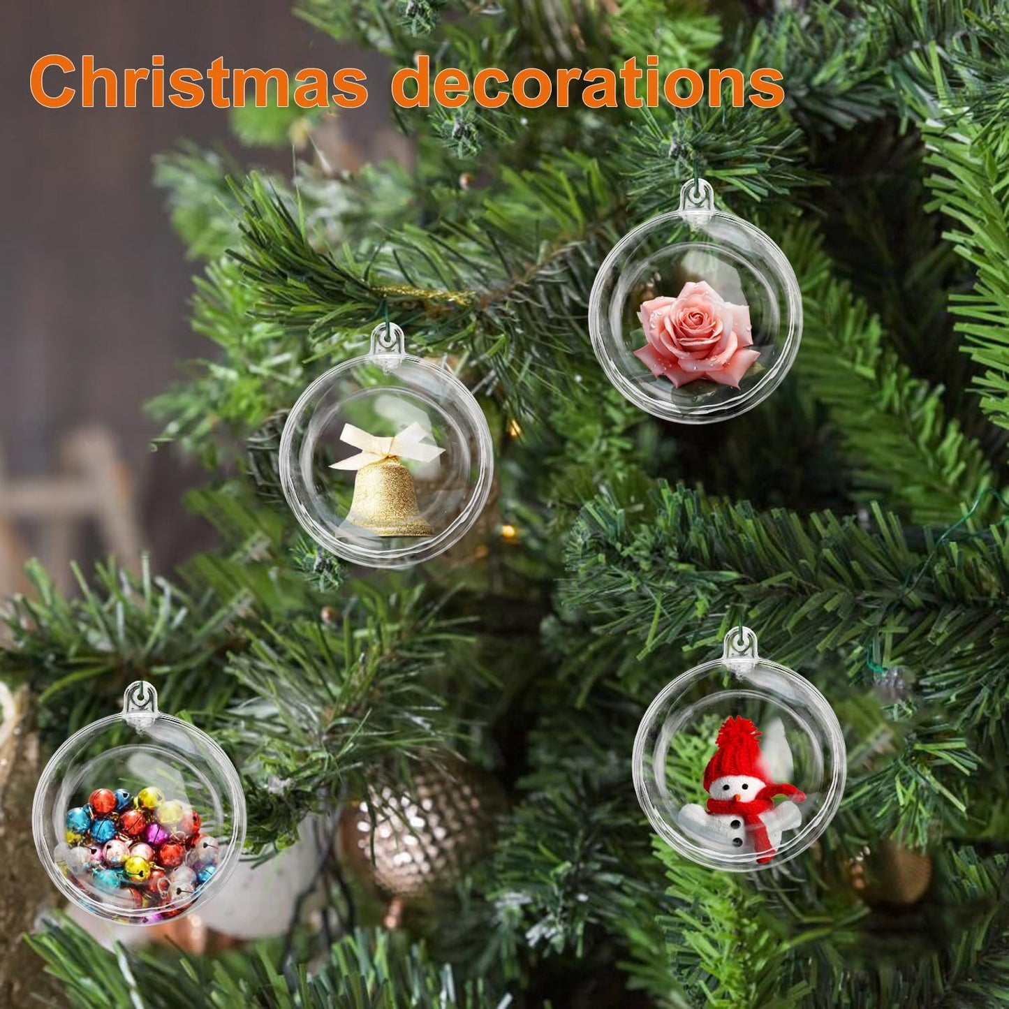120 Pcs 3.15 Inch Clear Acrylic Fillable Balls, Christmas DIY Fillable Ornaments Balls, Acrylic Ornaments Ball for Christmas, Holidays, Weddings, Parties, and Home Decor