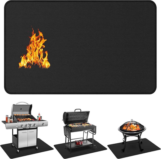 Protebox 60 x 40 inch Under Grill Mats for Outdoor Grill, Double-Sided Fireproof Deck and Patio Protector Mat, Waterproof Oil-Proof BBQ Floor Pad Indoor Fire Pit Fireplace Mat