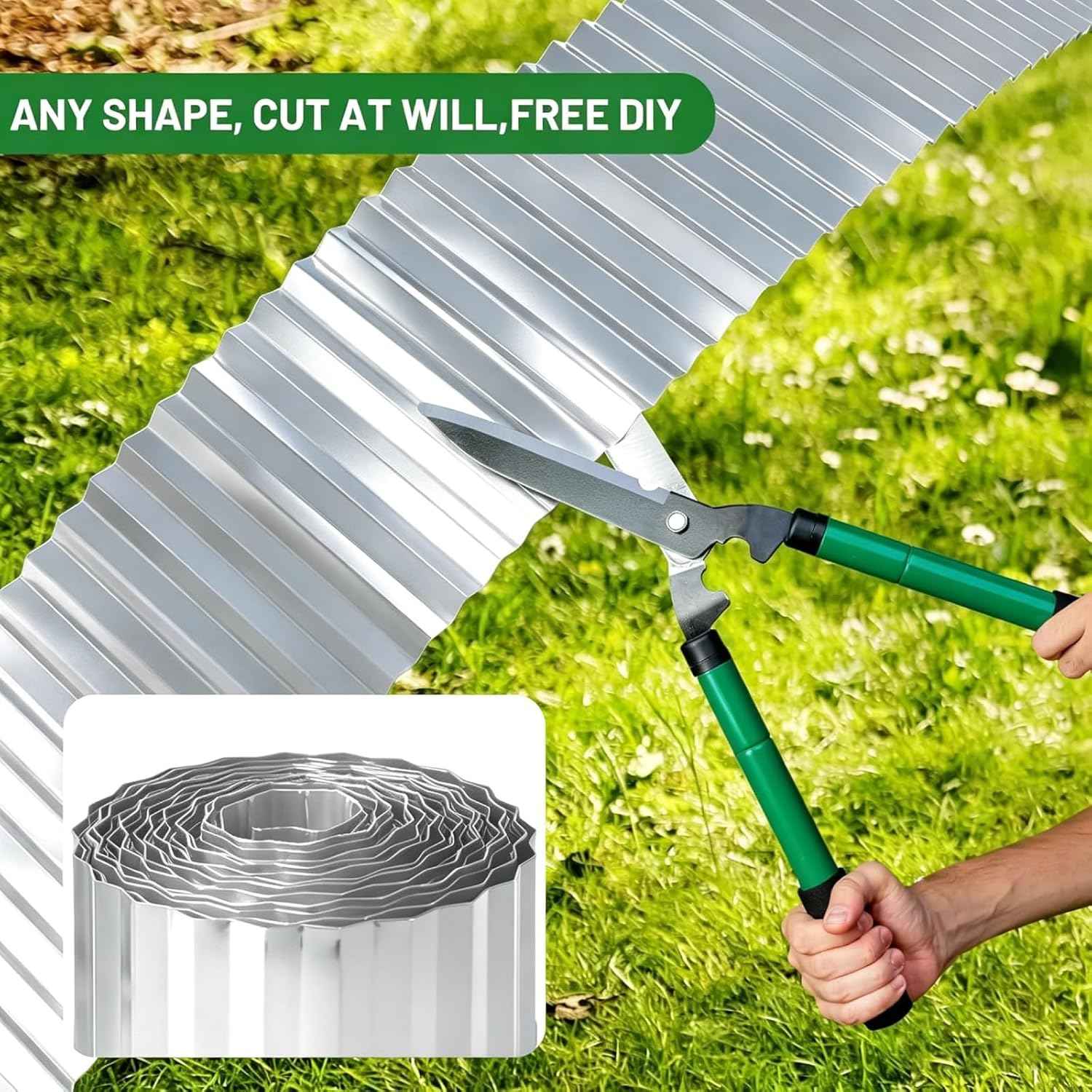 Corrugated Garden Edging Border, 6IN x 40FT Metal Landscape Paver Edging, Sturdy Steel Fence for Garden, Flower Bed Edging, Tree Fence, Yard Edging
