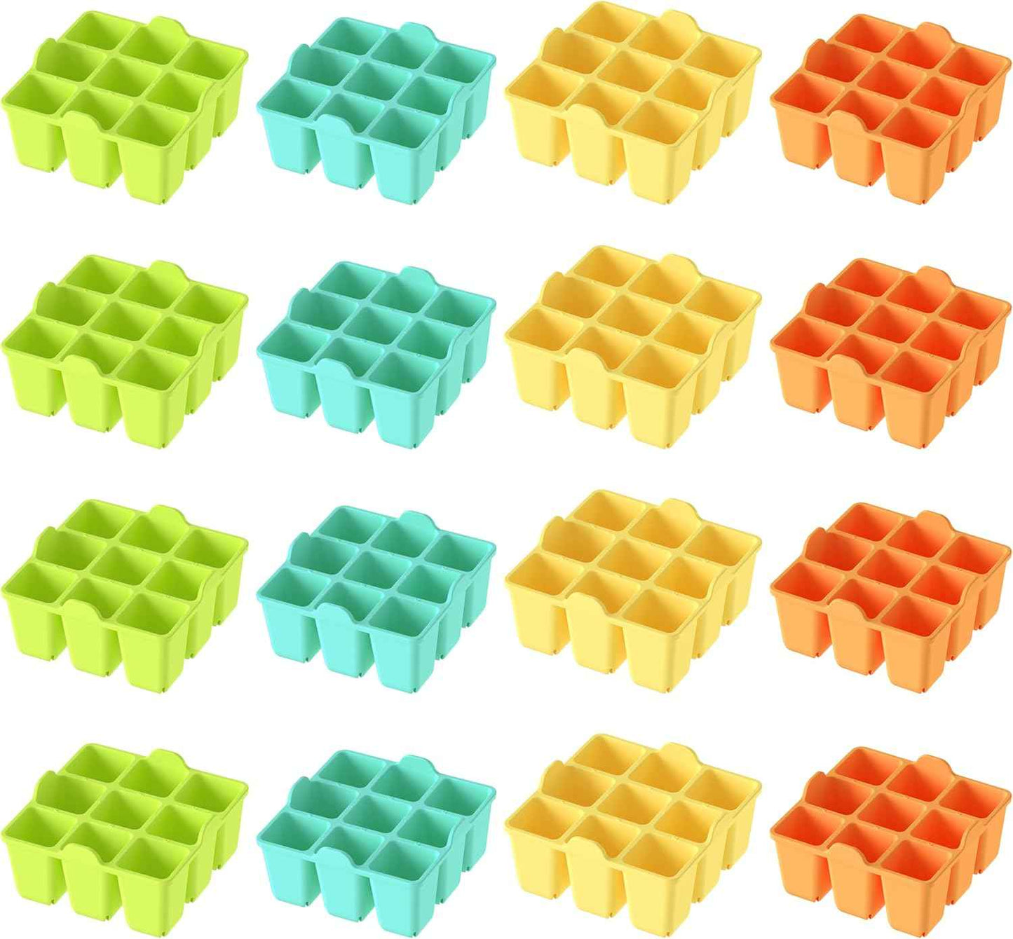 Silicone Seed Starter Tray - 16-Pack Seedling Starter Trays with Flexible Pop-Out Cells for Seed Starting, Indoor Gardening Reusable Plant Germination Trays, BPA-Free & Dishwasher Safe