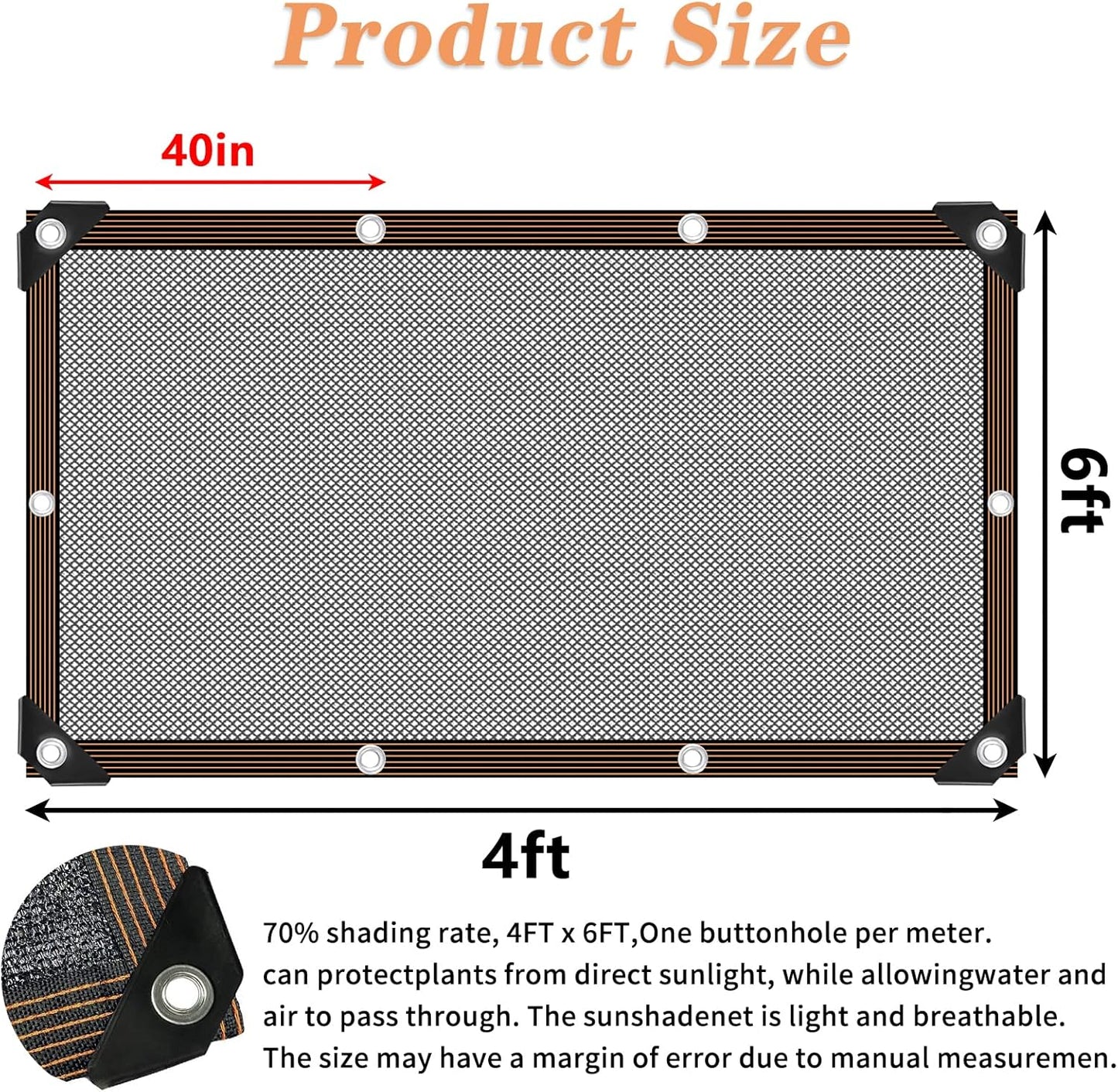 QLOFEI Shade Cloth for Garden, 60-70% Sun Screens for Patio Pergola Outdoor, Easy to Hang Mesh Tarp Shade Cloth with Grommets, Shade Neting Cover for Kennel Chicken Coop Plant Shade Sail, 4x6 FT