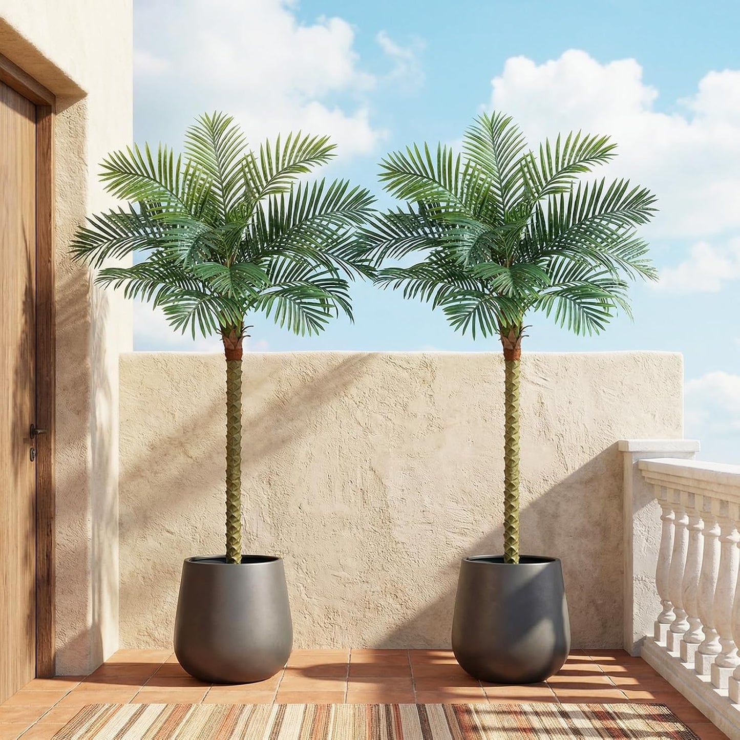 VeriNatural 7FT Artificial Palm Tree for Outdoor & Indoor Decor – Tall Large UV Resistant Faux Palm Tree, Tropical Artificial Tree for Patio, Living Room, Poolside & Commercial Spaces (Set of 2),VN227