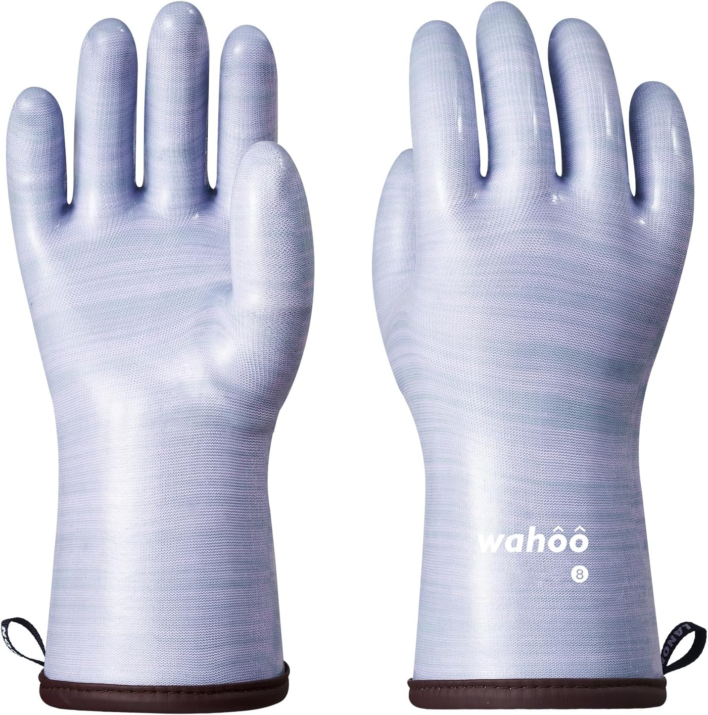 wahoo Professional Liquid Silicone Oven Mitts Gloves, Heat Resistant Gloves for Cooking, Baking, CoralAir Liner, 12 Inch, Purple, Large