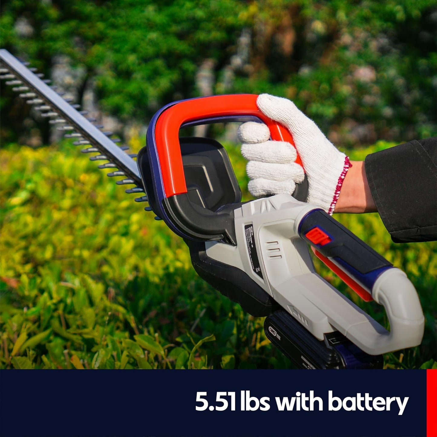 QWD 20v Cordless Hedge Trimmer Powered by Battery(Battery & Charger Included) with 20-Inch Blade & 40-Min Runtime,2200 cuts/Min,Lightweight Aluminum Body for Home Garden