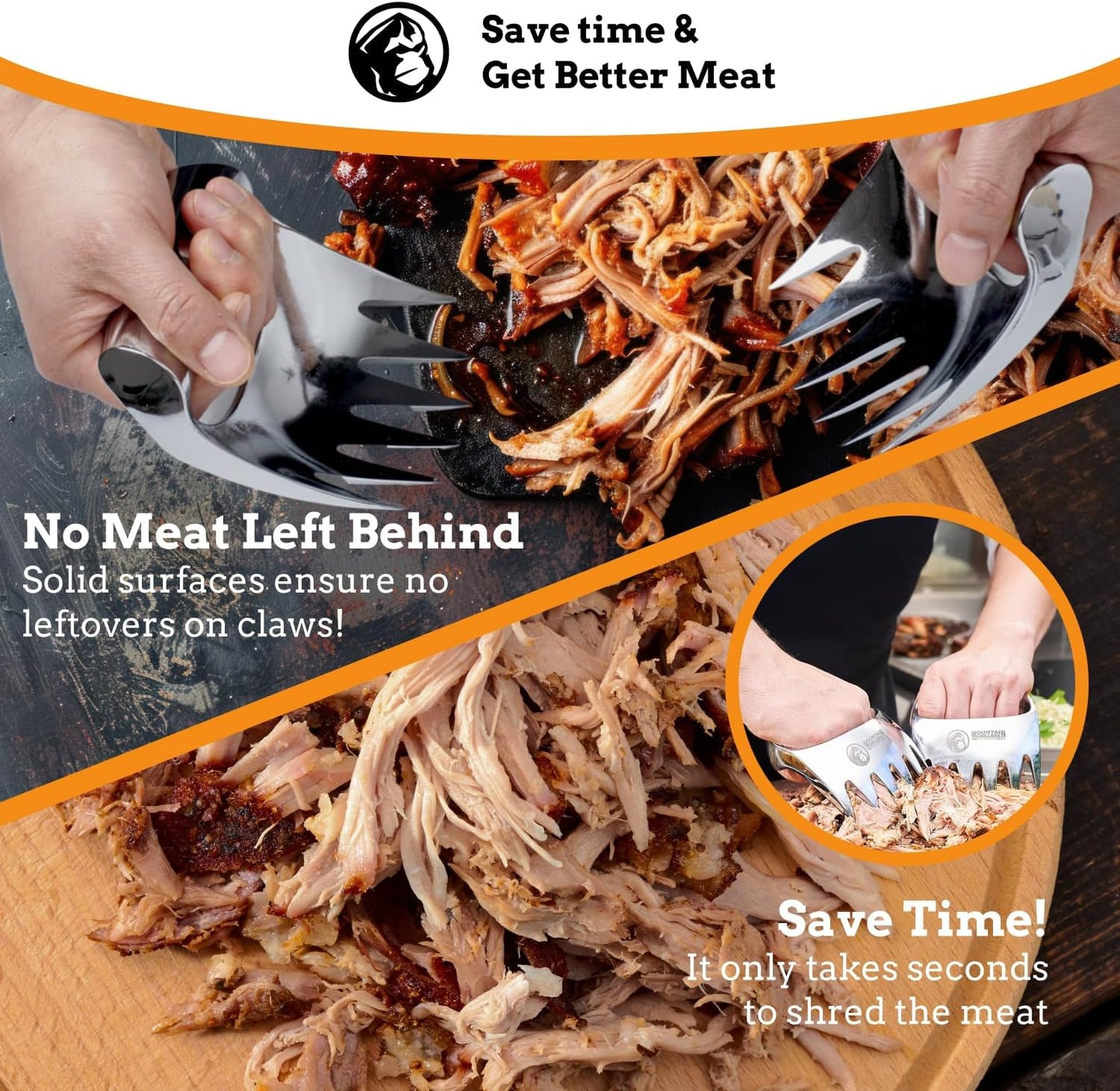 Meat Claws Meat Shredder for BBQ - Perfectly Shredded Meat, These Are The Meat Claws You Need - Best Pulled Pork Shredder Claw x 2 For Barbecue, Smoker, Grill (Solid Metal) - Lumora Garden
