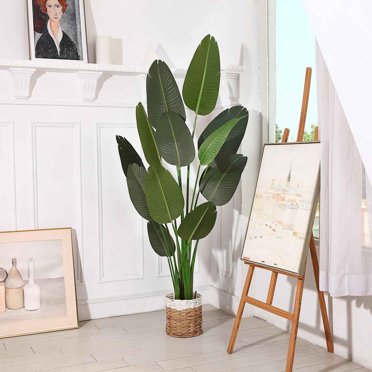 6 Feet Artificial Bird of Paradise Plant Fake Tropical Palm Tree for Indoor Outdoor, Perfect Faux Plants for Home Garden Office Store Decoration