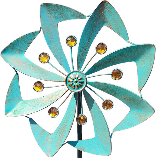 Wind Spinners Outdoor, 10 inch Wind Sculptures & Spinners, Metal Kinetic Wind Spinner, Decorative Pinwheels Large Wind Spinners for Yard and Garden Decor,Green
