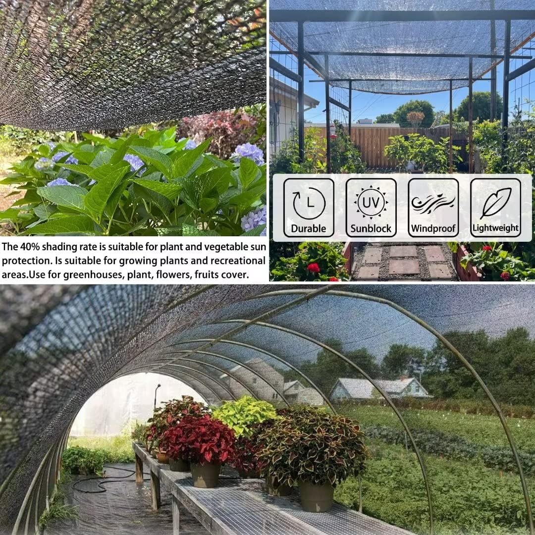 QLOFEI 40-50% Shade Cloth with Grommets, Sunblock Mesh Tarp Shade Neting Cover for Plant Greenhouse, Easier to Hang Shade Cloth for Patio Kennel Chicken Coop Lawn Pool Garden Shade Sail, 6x8 FT